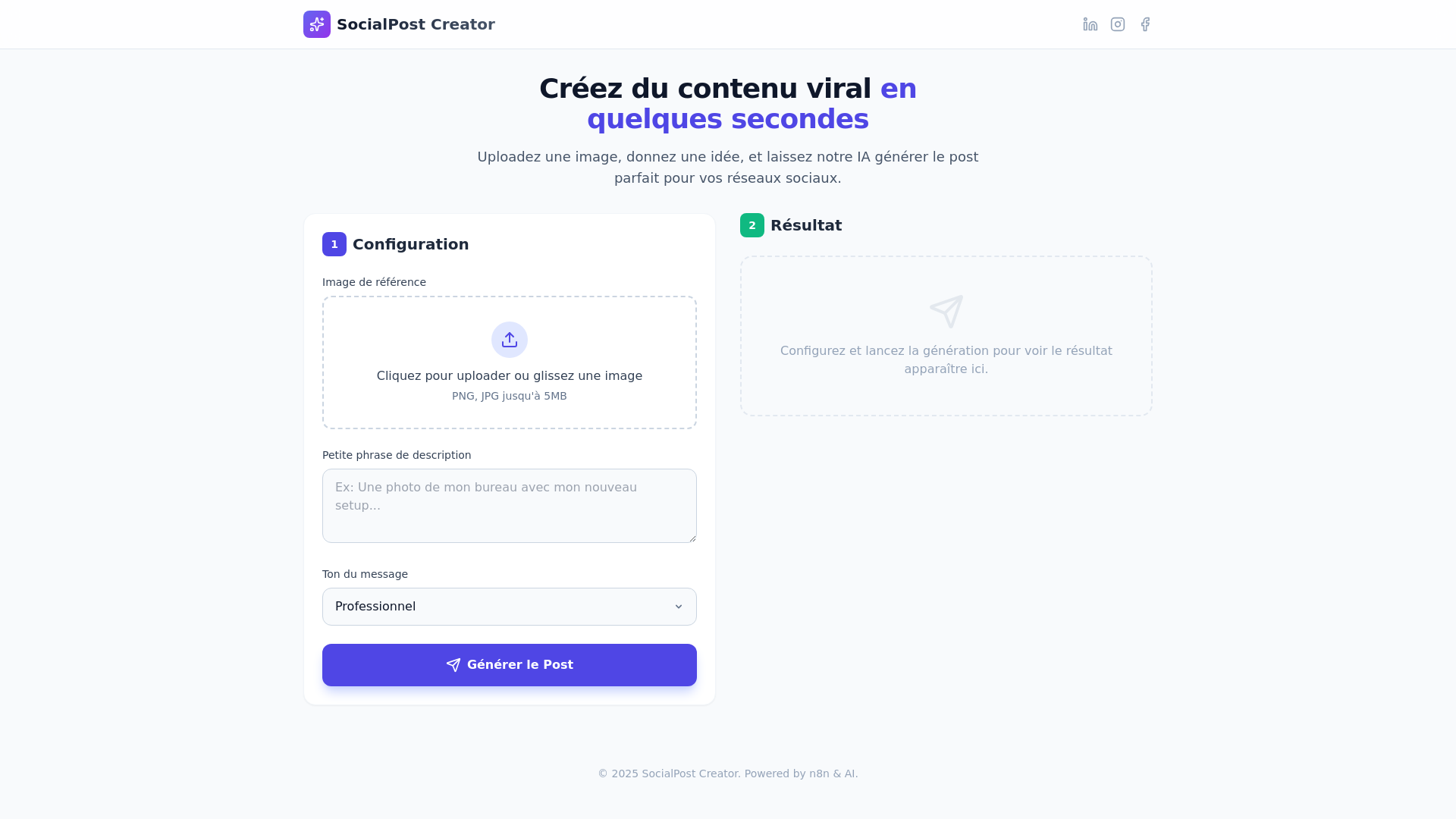 website screenshot of https://social-post-generator.pages.dev/