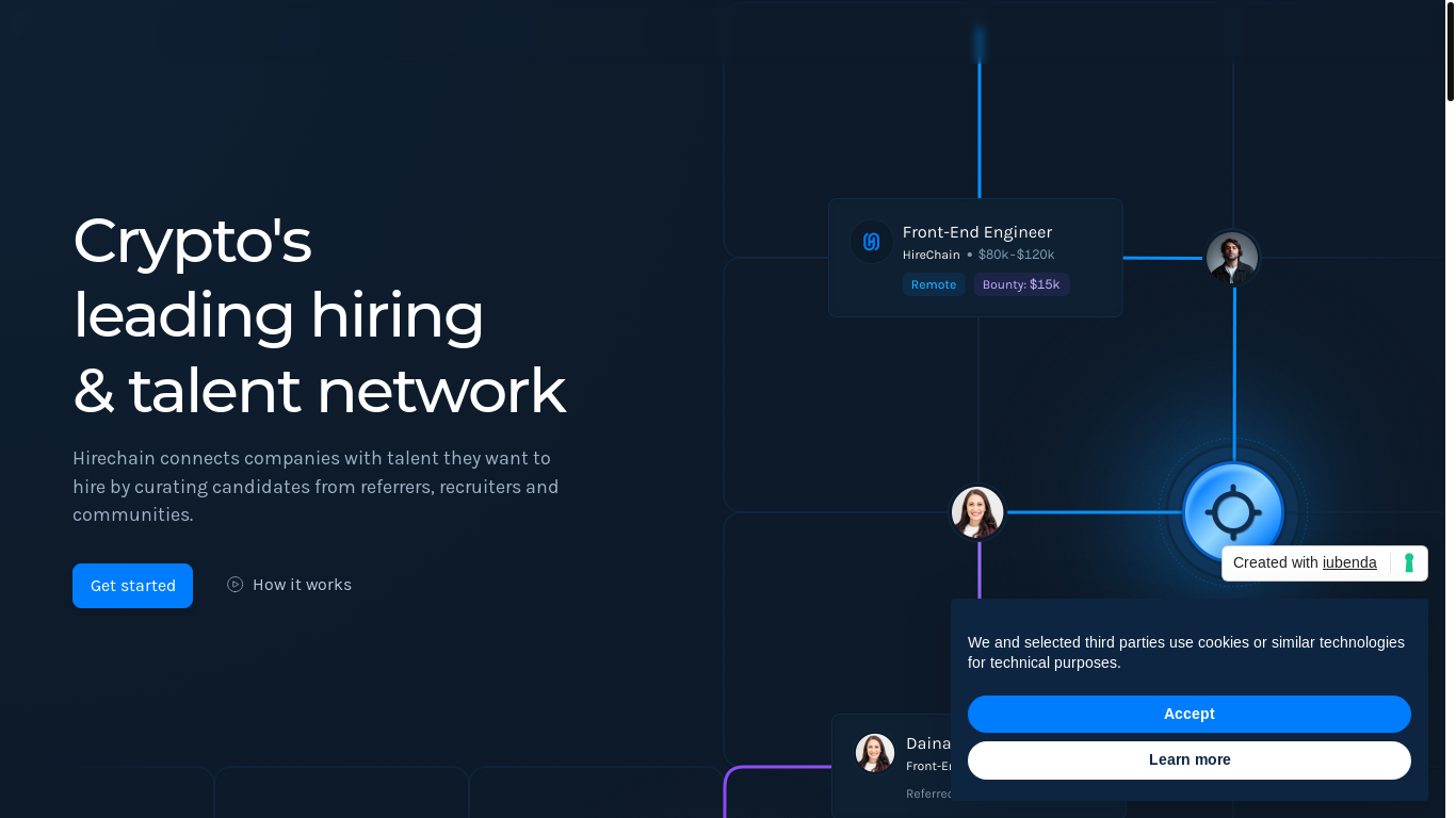 website screenshot of https://share.hirechain.io/