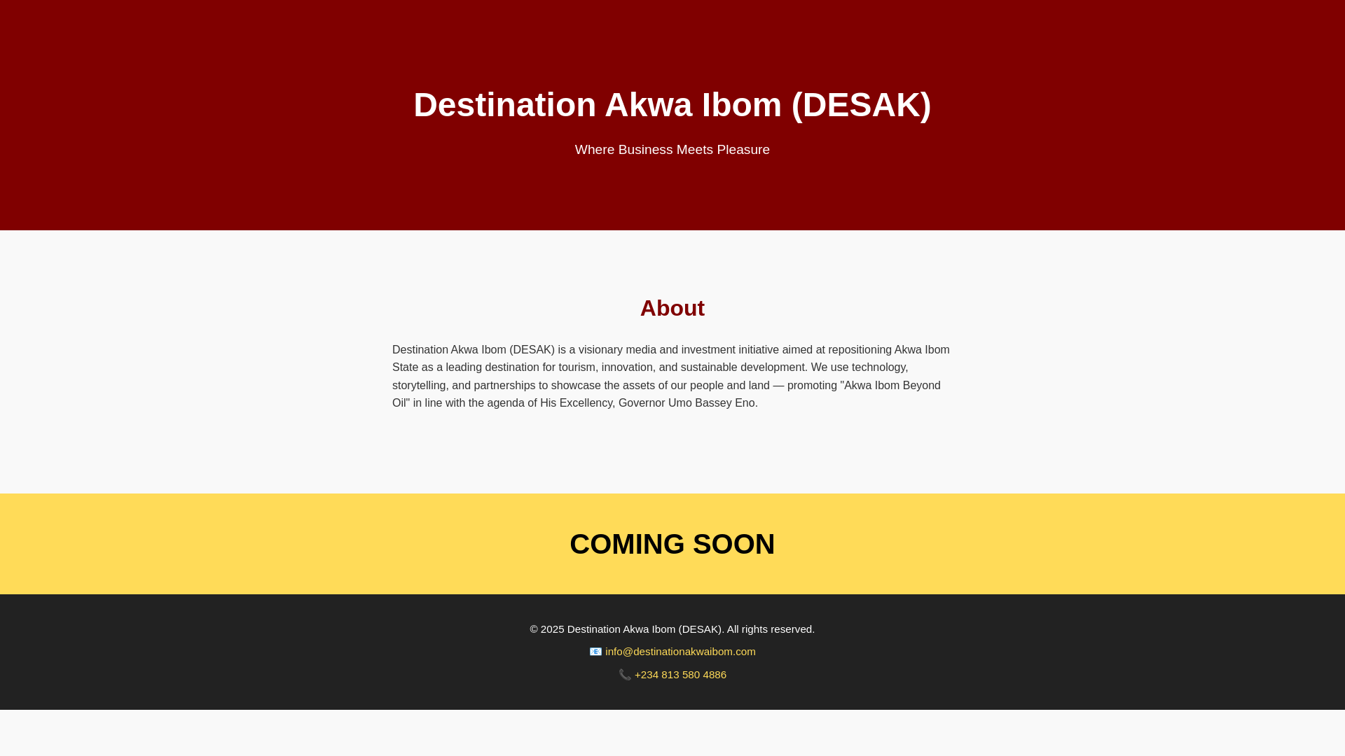 website screenshot of https://destinationakwaibom.com/