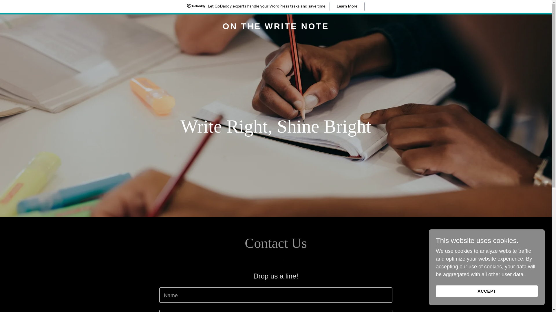 website screenshot of https://onthewritenote.com/