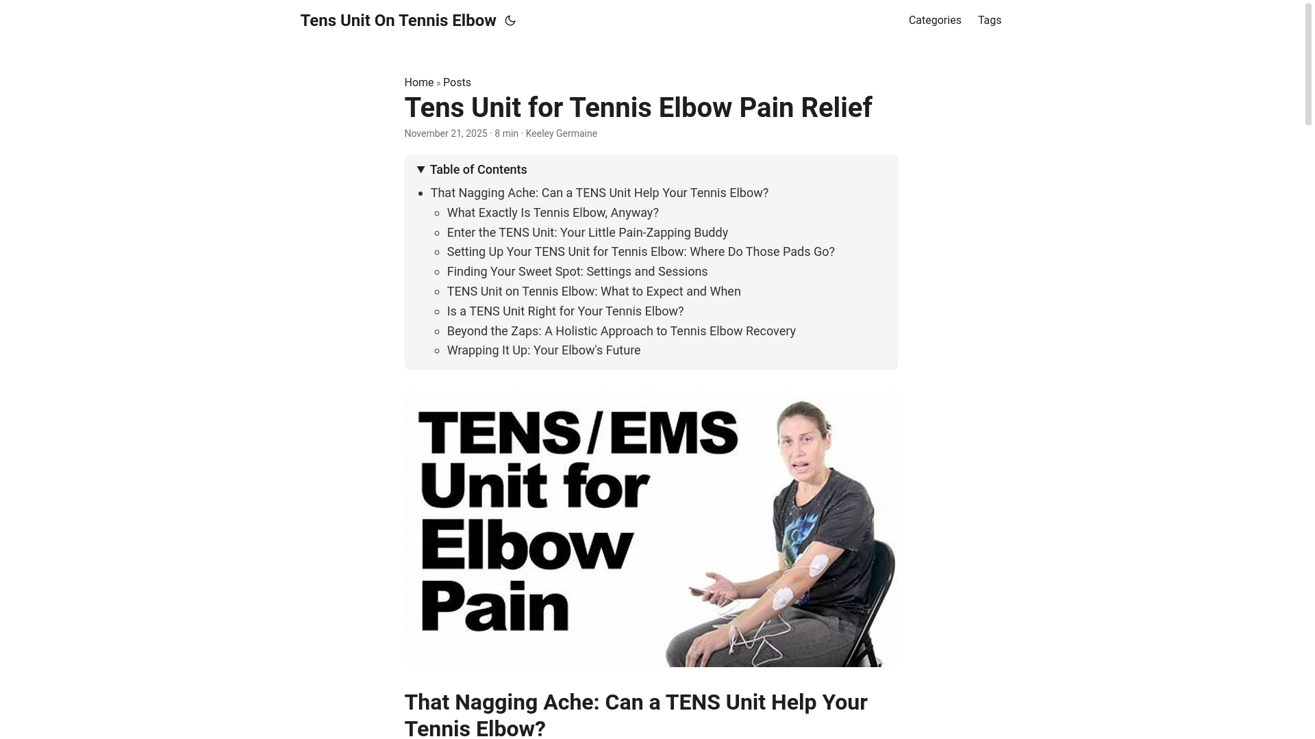 website screenshot of https://tensunitontenniselbow3.pages.dev/