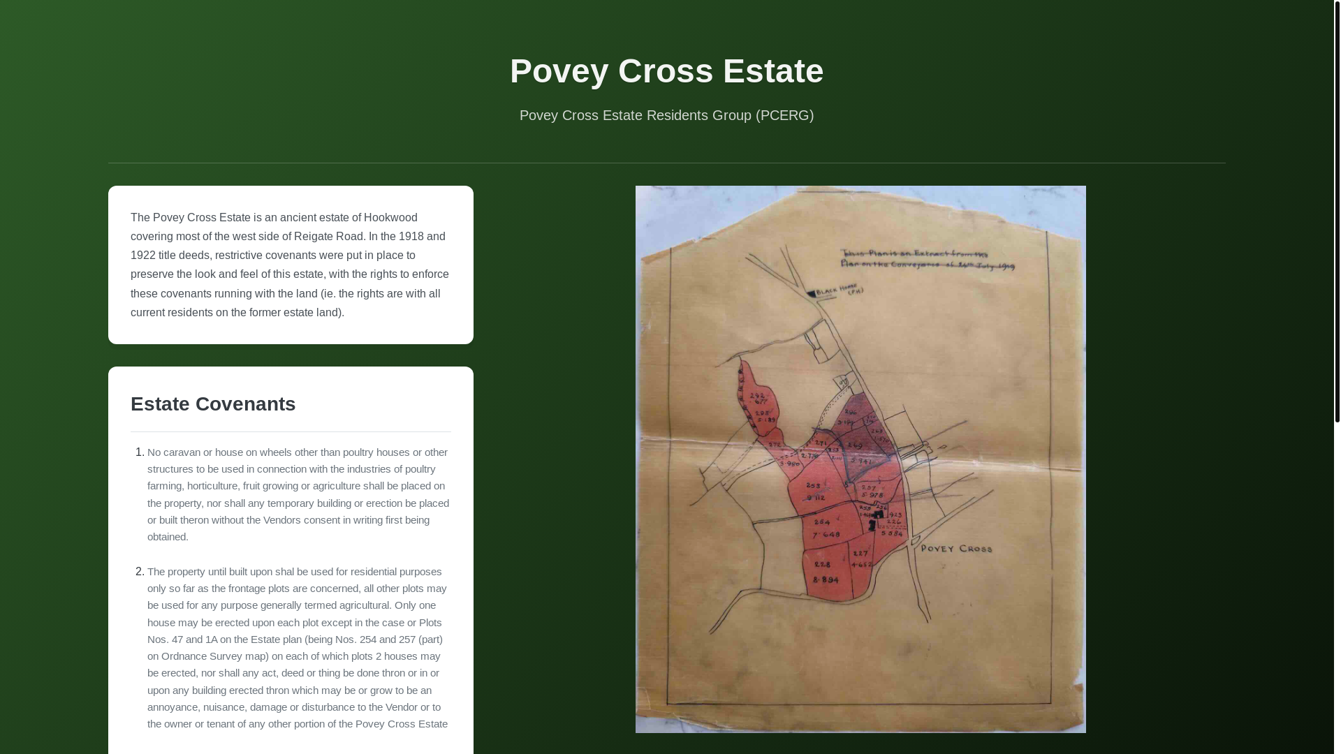 website screenshot of https://povey-cross-estate.org/