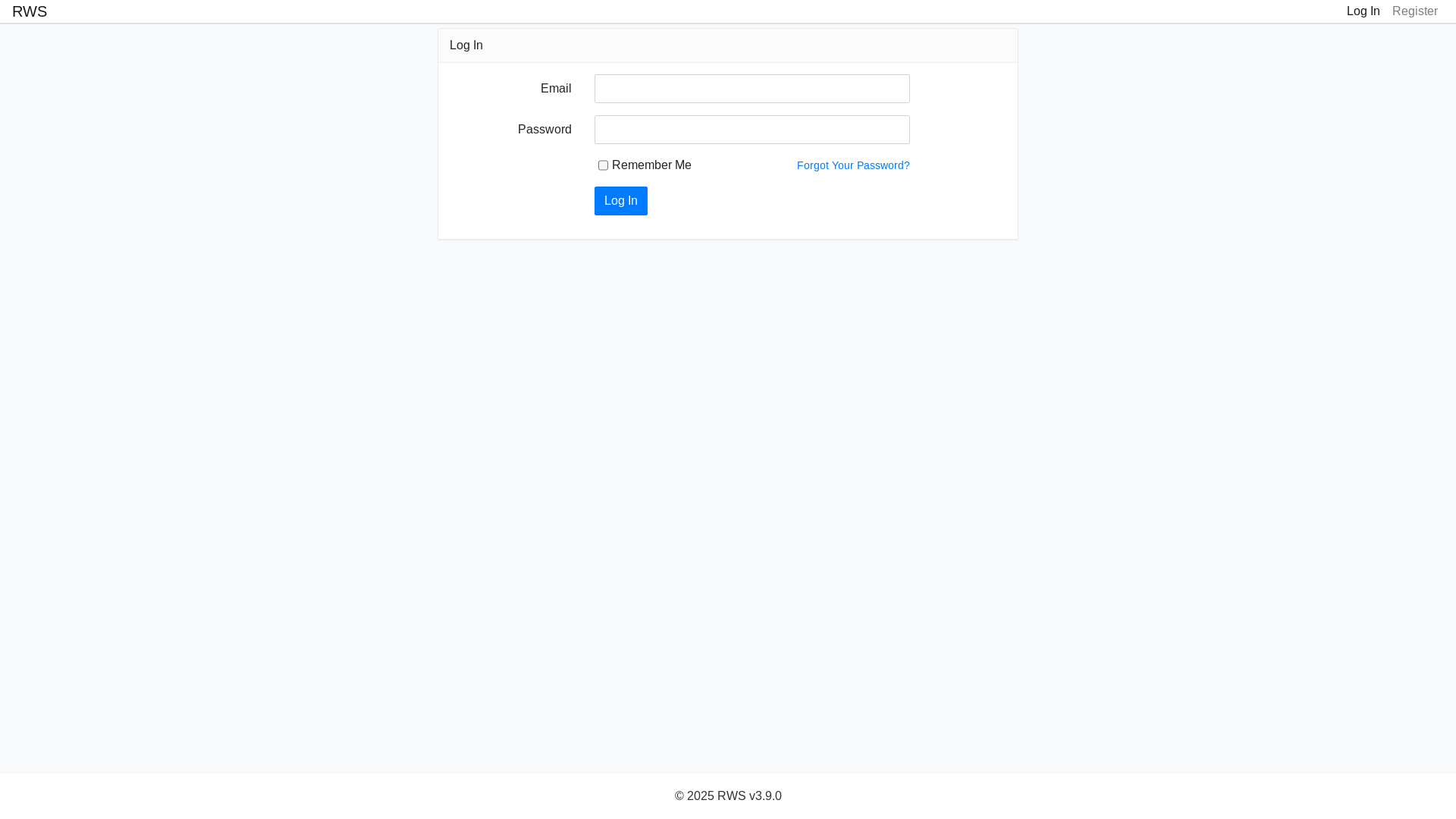website screenshot of https://rws.systems/home