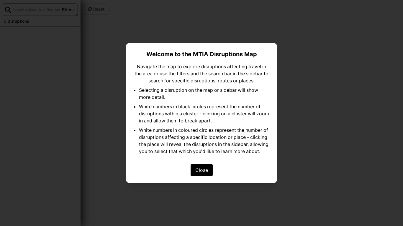 website screenshot of https://mtia-disruptions-map-front-end.pages.dev/