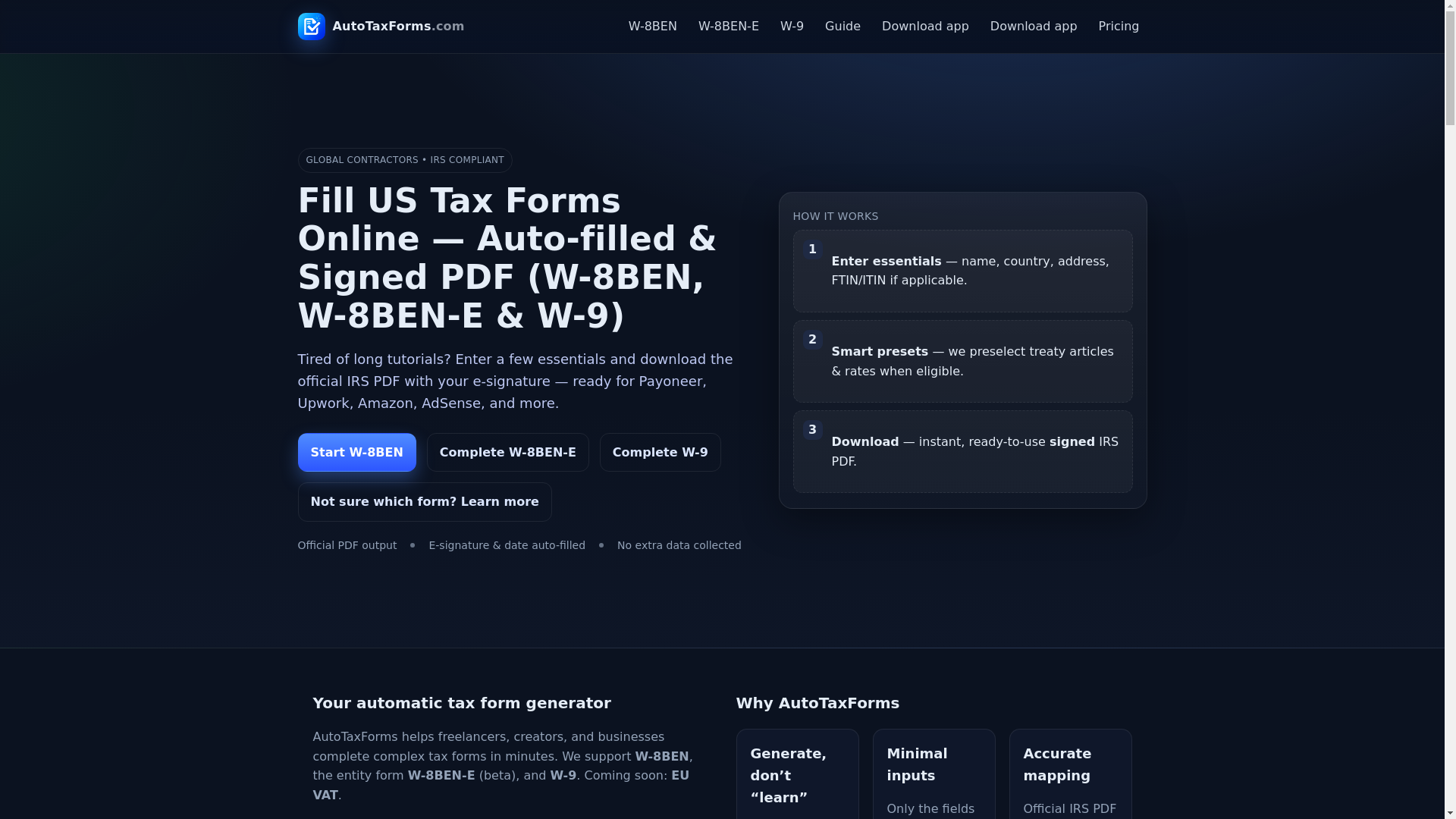 website screenshot of https://autotaxforms.pages.dev/