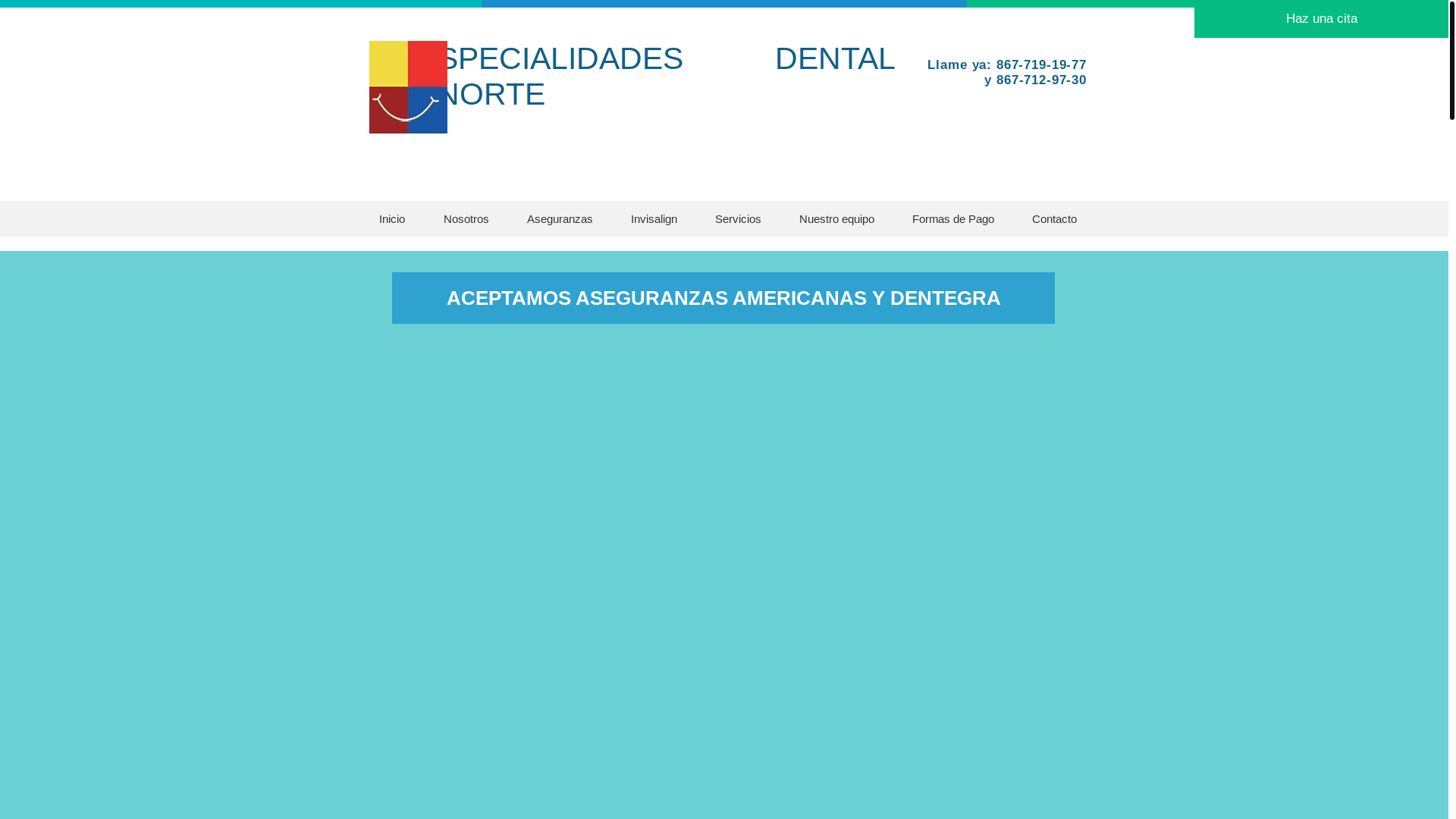 website screenshot of https://especialidadesdentaldelnorte.com/