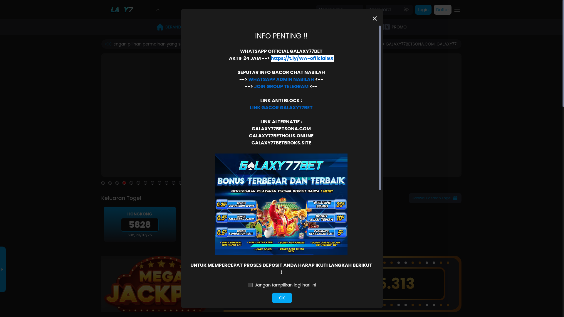 website screenshot of https://galaxy77betsun.com/