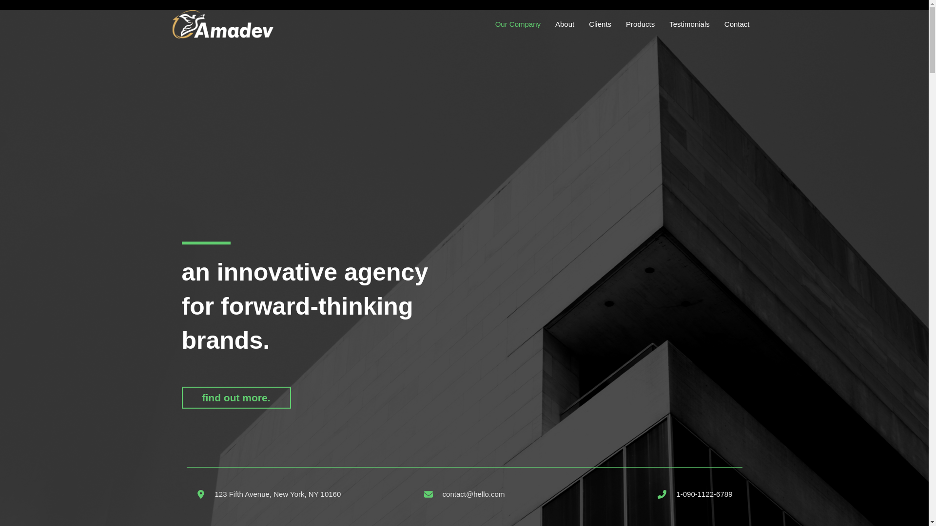 website screenshot of https://amadevlight.com/