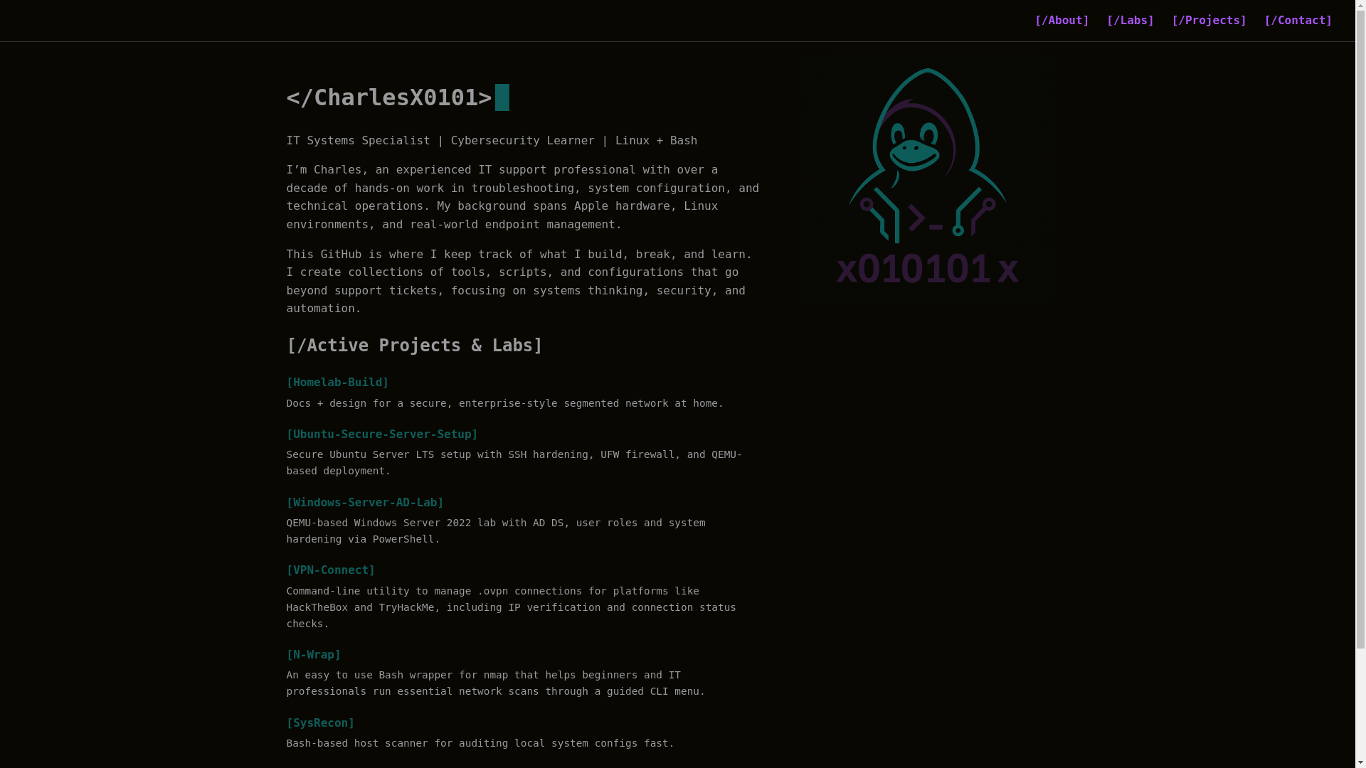 website screenshot of https://charlesx0101.com/