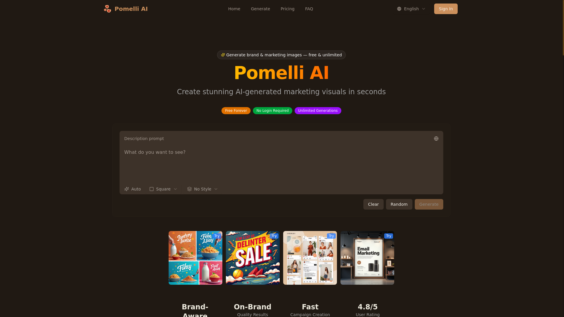 website screenshot of https://pomelli-ai.pages.dev/