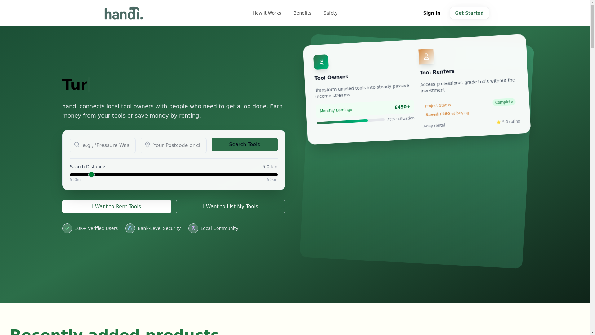 website screenshot of https://handitools.online/
