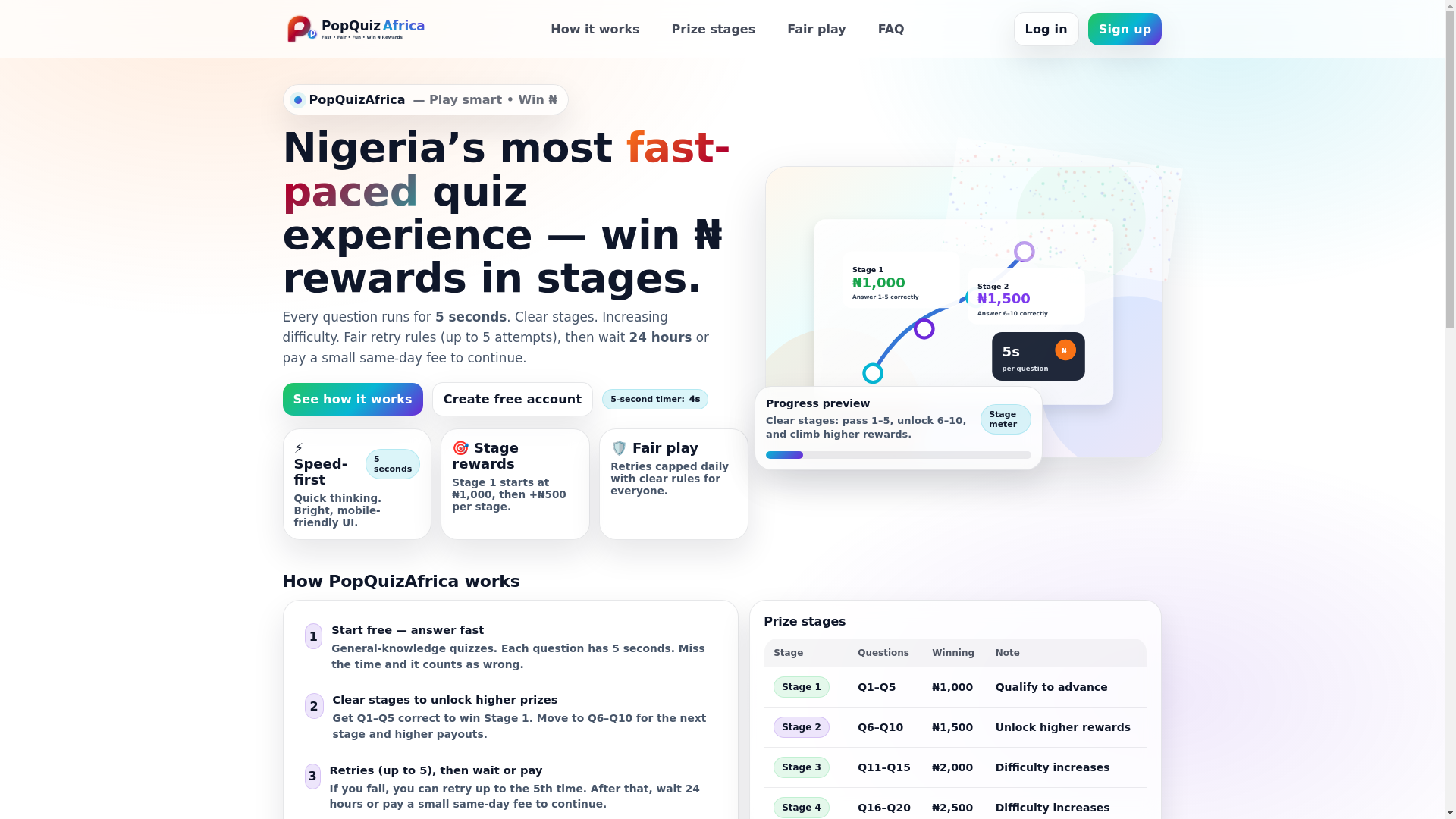 website screenshot of https://popquizafrica.com/