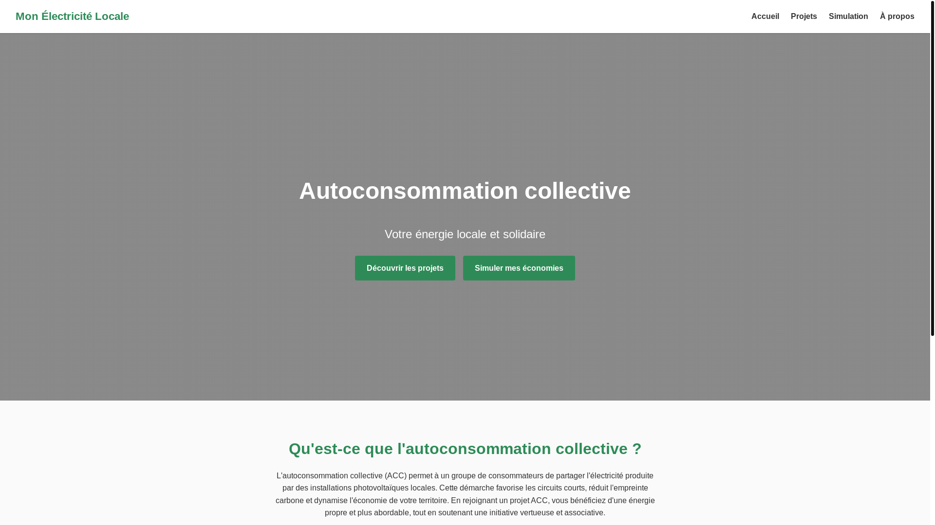 website screenshot of https://monelectricitelocale.fr/