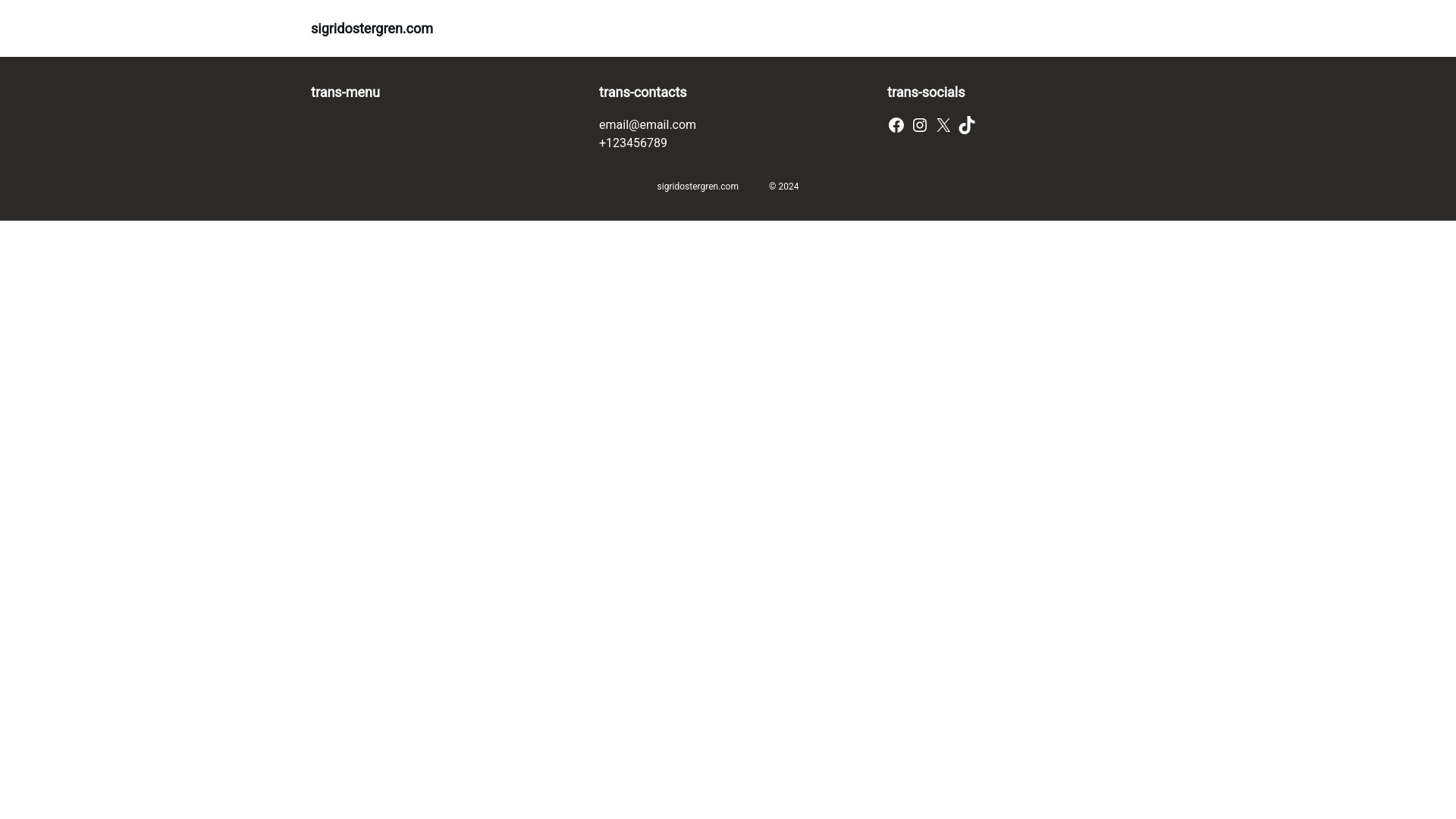 website screenshot of https://sigridostergren.com/