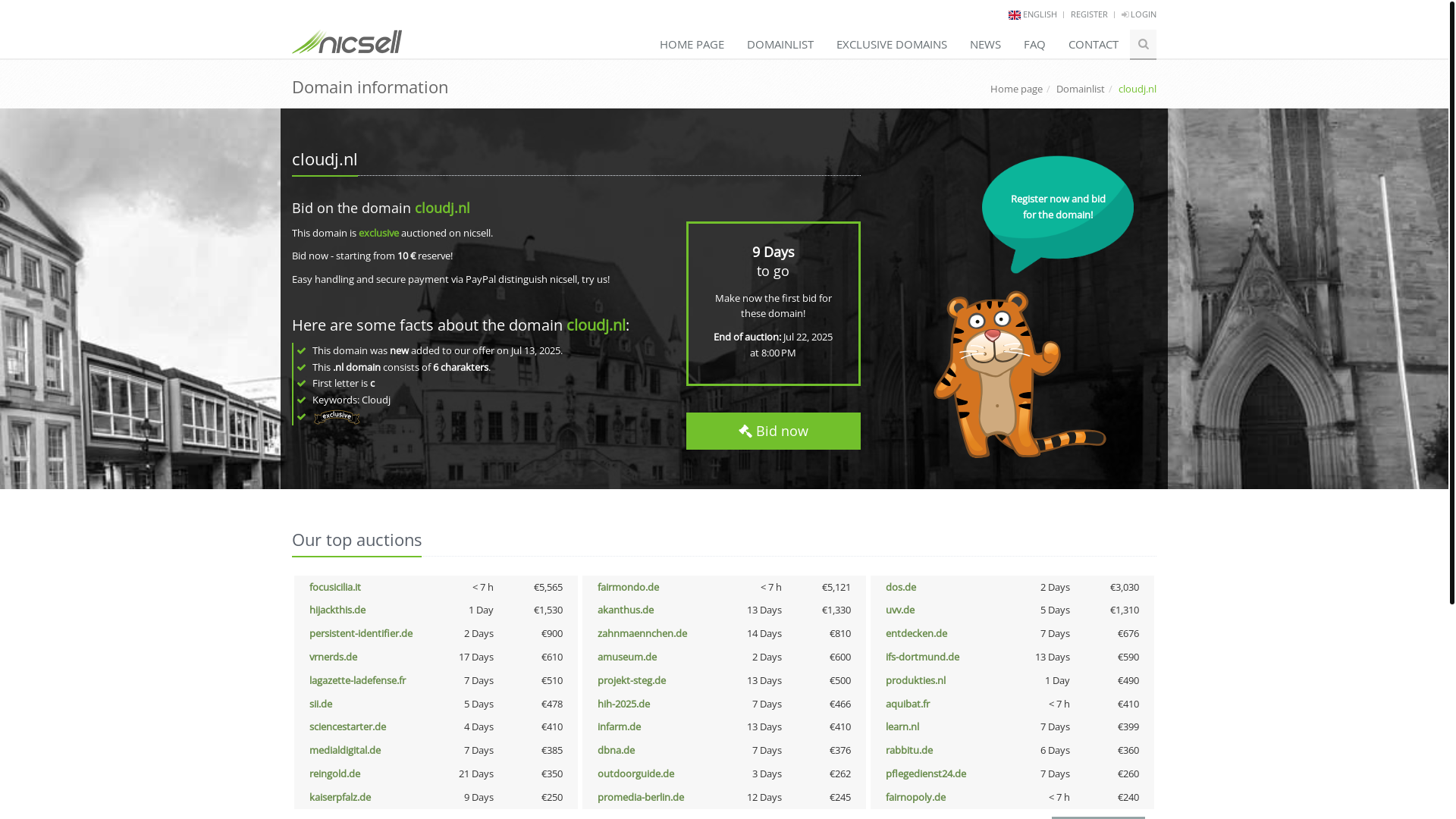 website screenshot of https://cloudj.nl