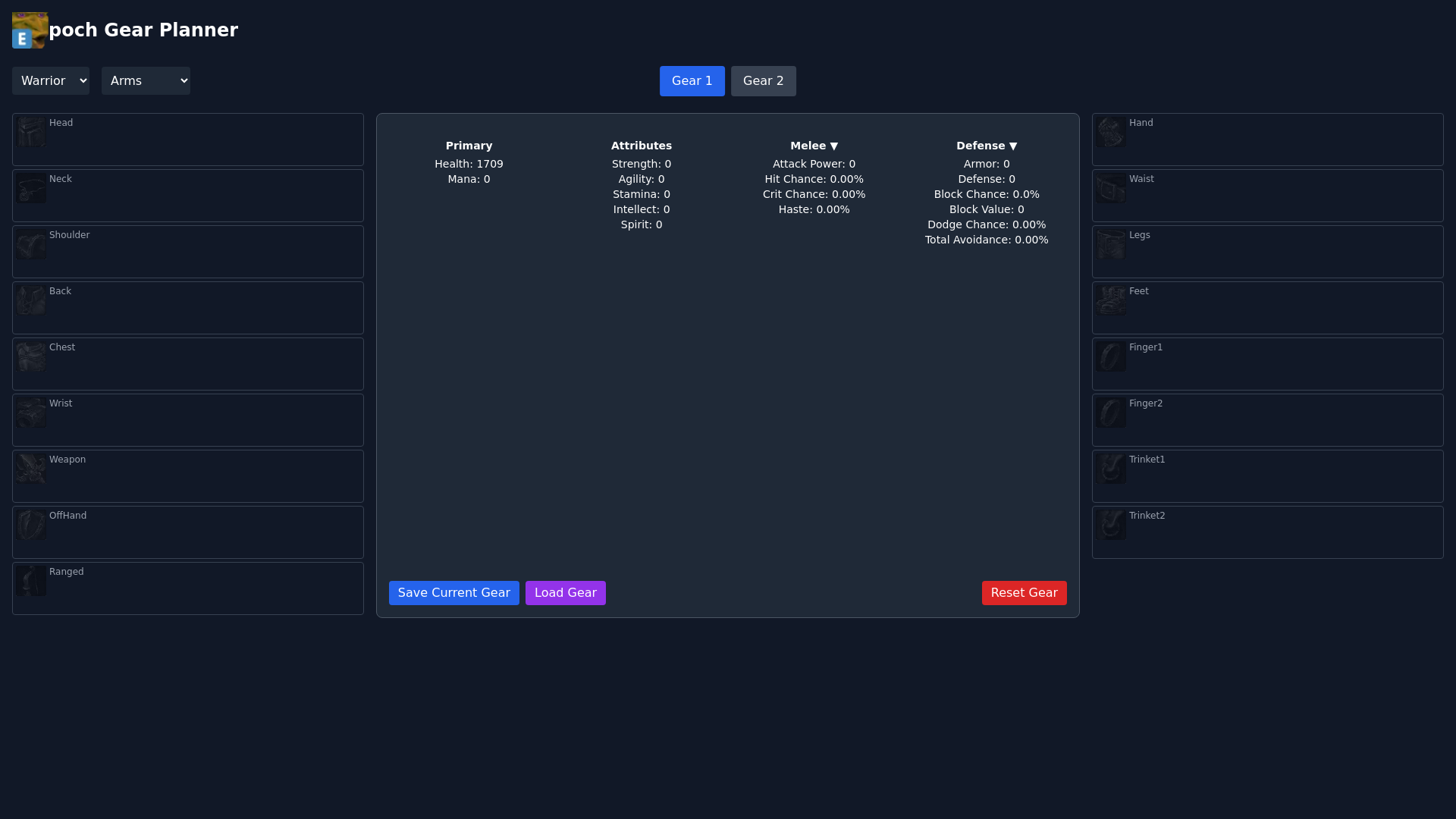 website screenshot of https://epoch-gearplanner.com/