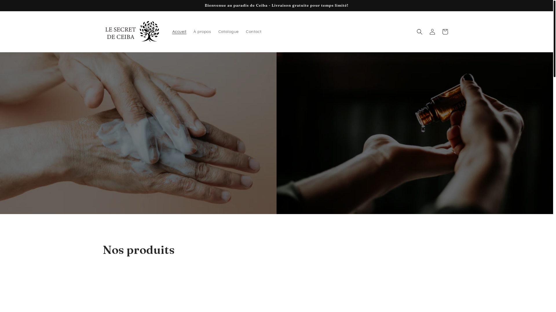 website screenshot of https://lesecretdeceiba.fr/