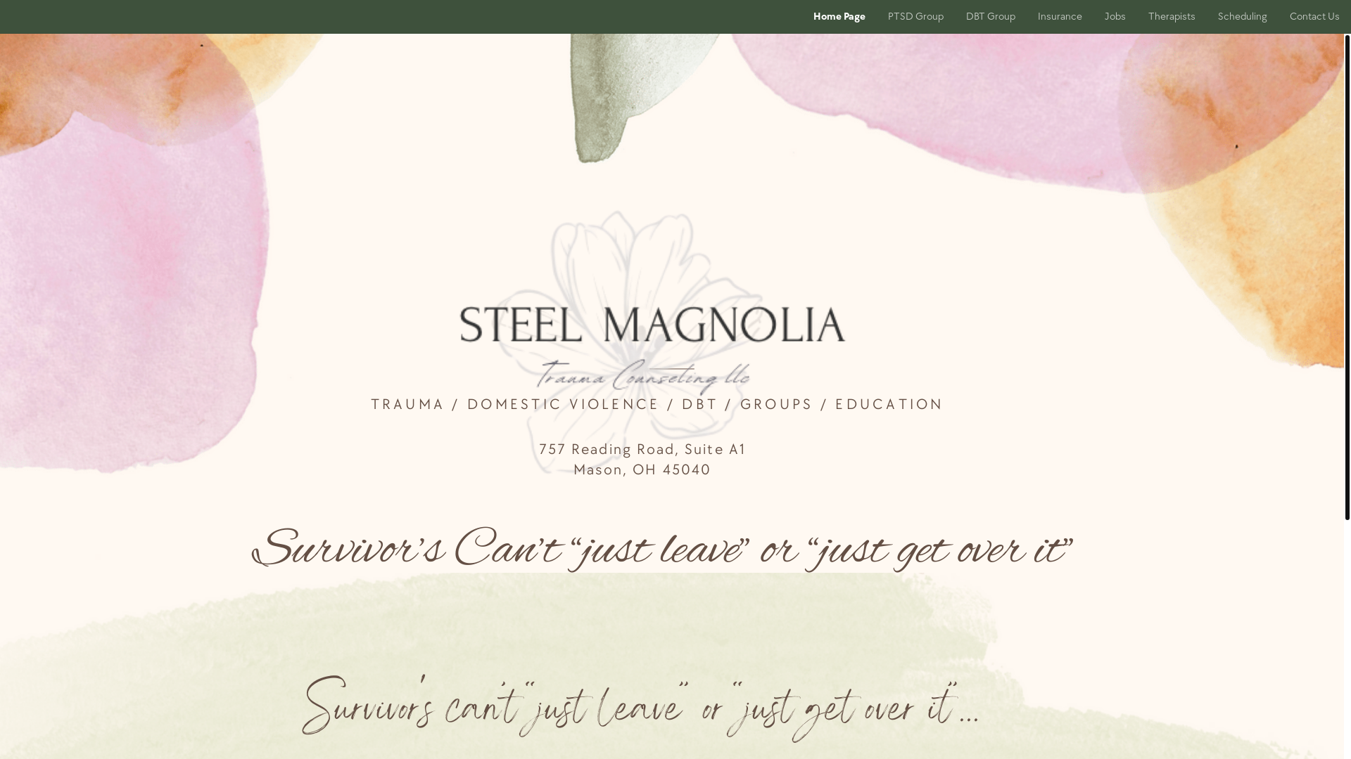 website screenshot of https://steelmagnoliatraumacounselingllc.com/