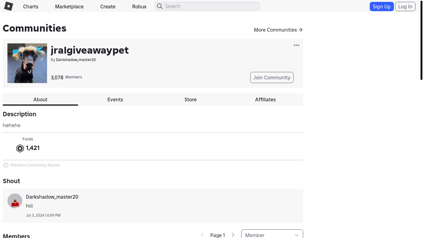 website screenshot of https://www.roblox.web.pk/communities/319679621/jralgiveawaypet#!/about