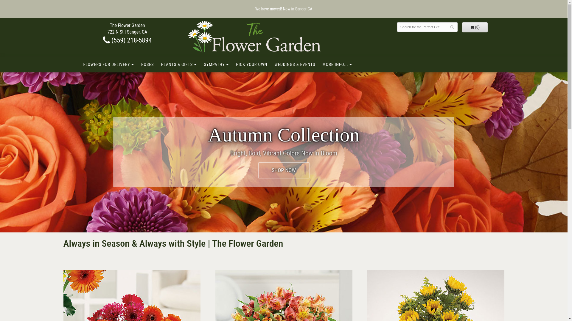 website screenshot of https://sangerflowergarden.com/