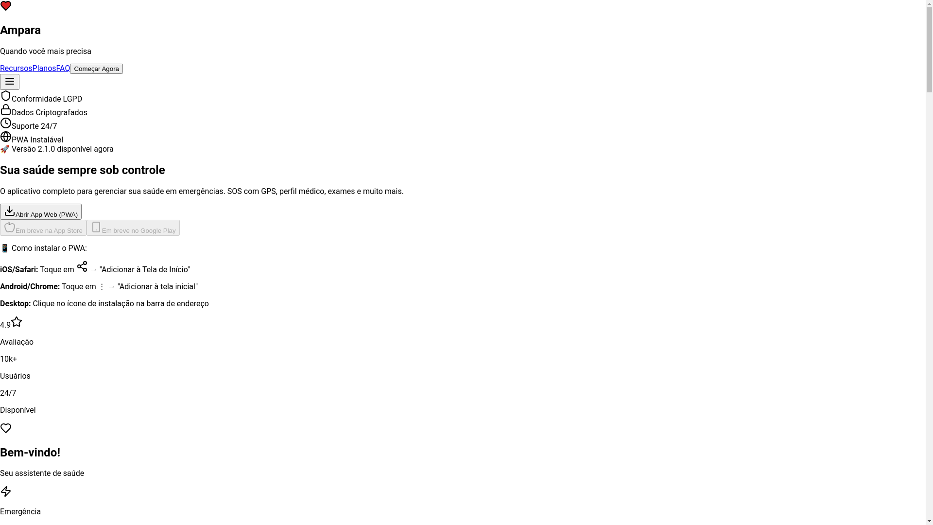 website screenshot of https://amparasaude.com.br/