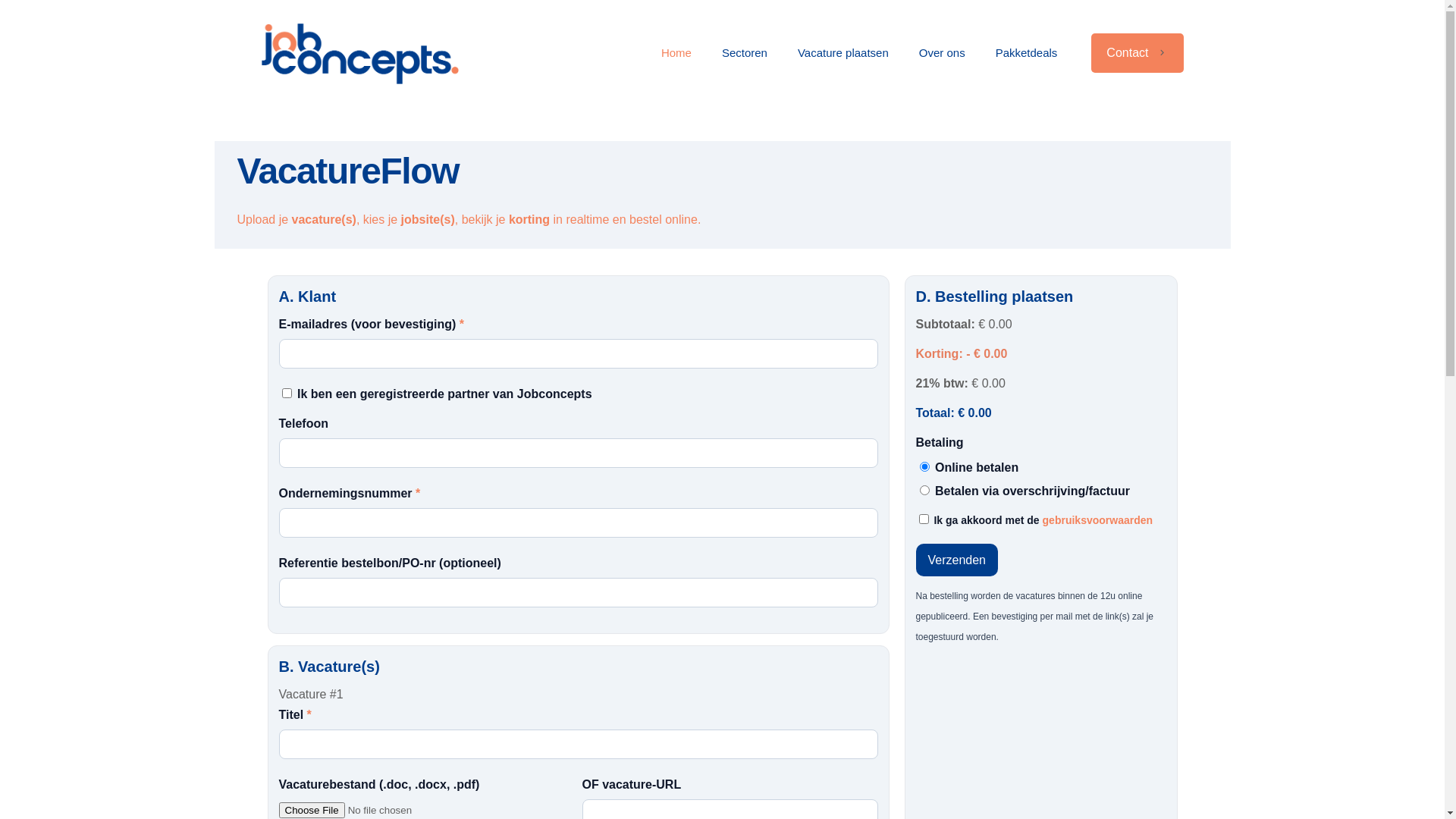 website screenshot of https://vacatureflow.be/