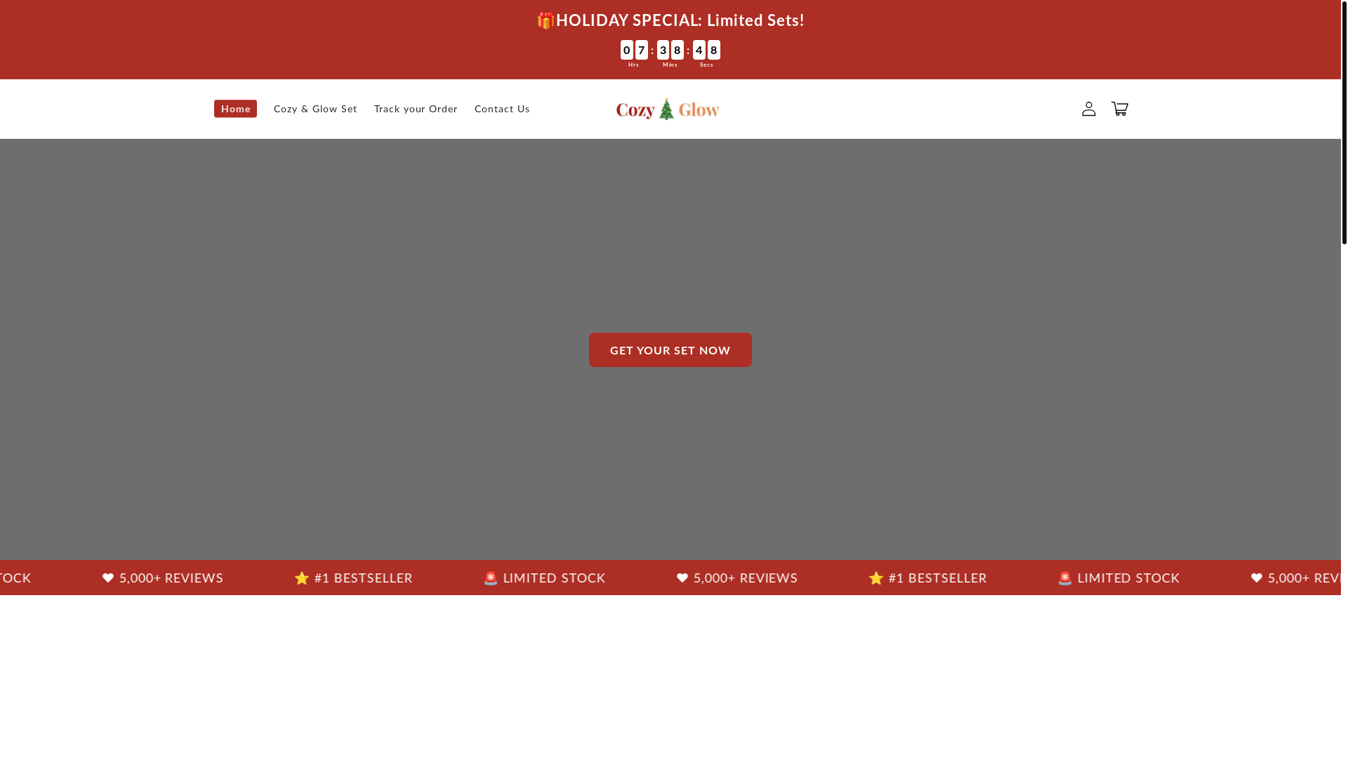 website screenshot of https://cozyglowholiday.store/