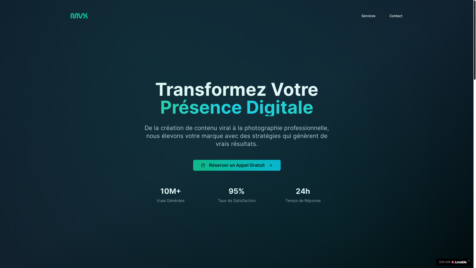 website screenshot of https://lesproductionsmvx.com/