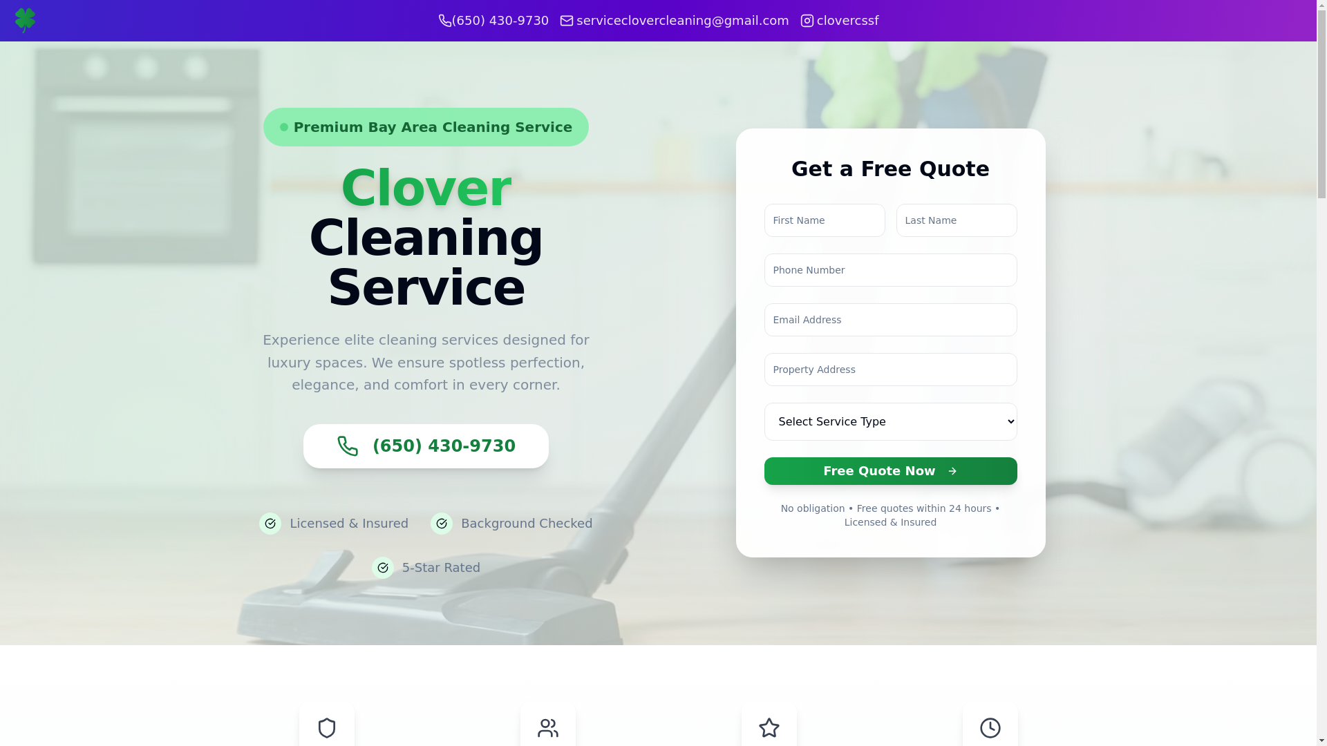 website screenshot of https://cloversf.com/