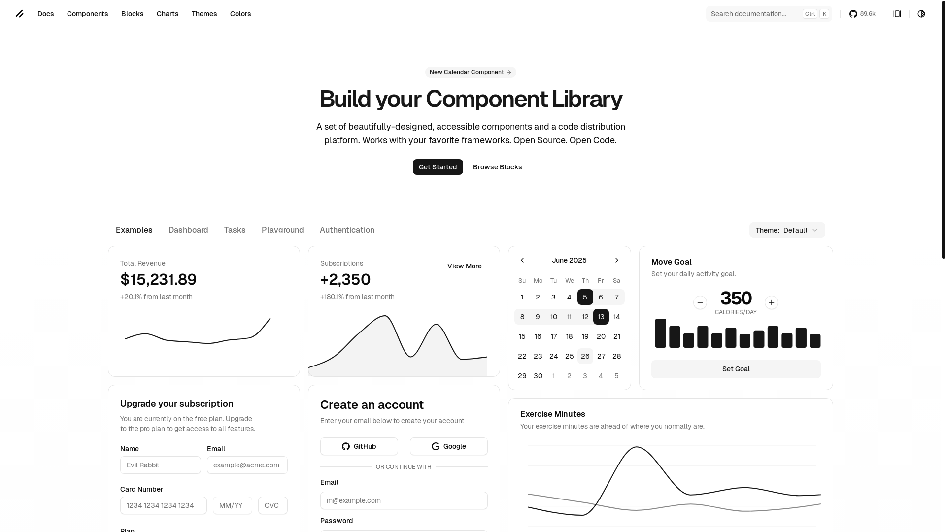 website screenshot of https://ui.shadcn.com/
