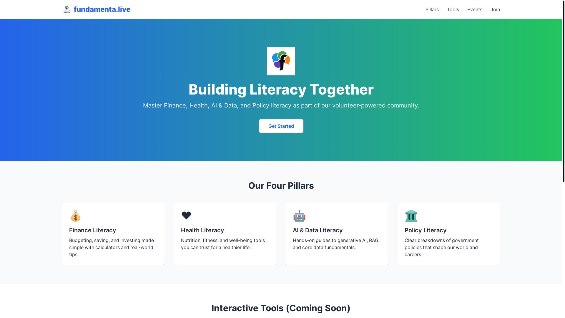website screenshot of https://fundamenta-live.pages.dev/