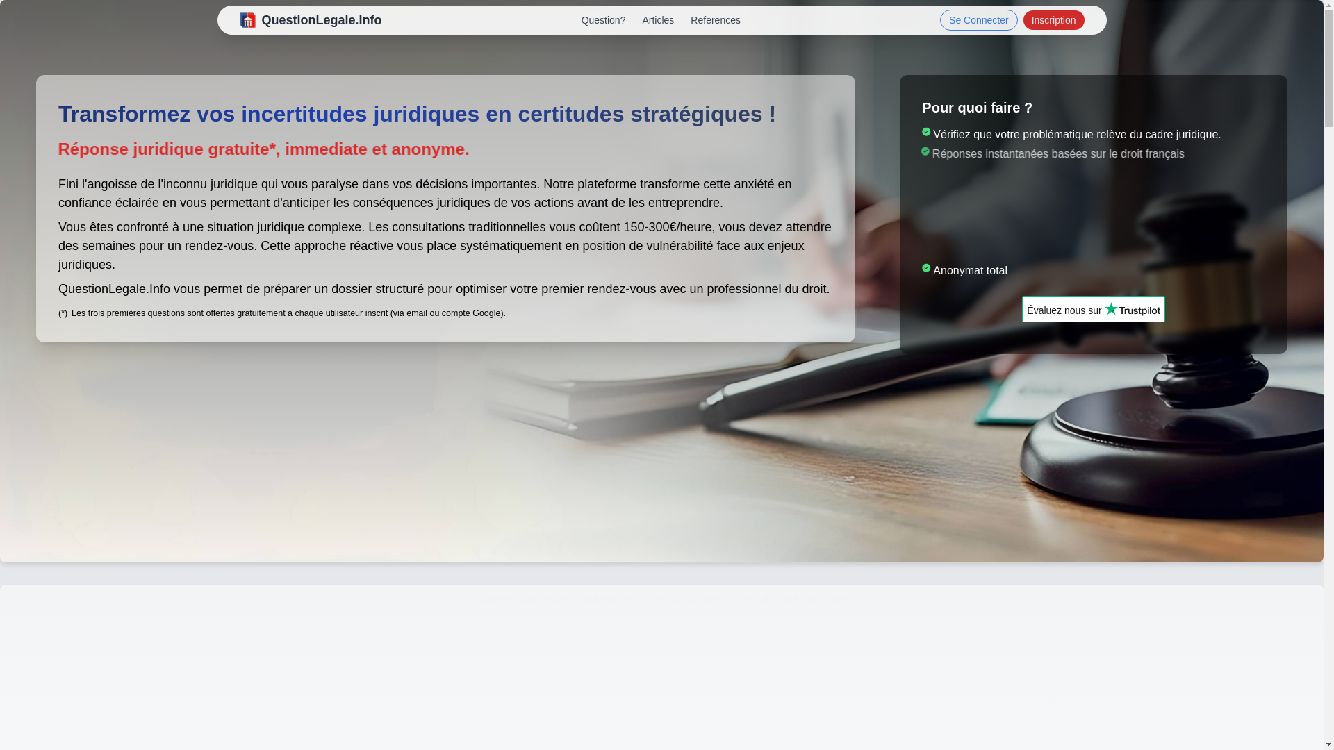 website screenshot of https://www.questionlegale.info/