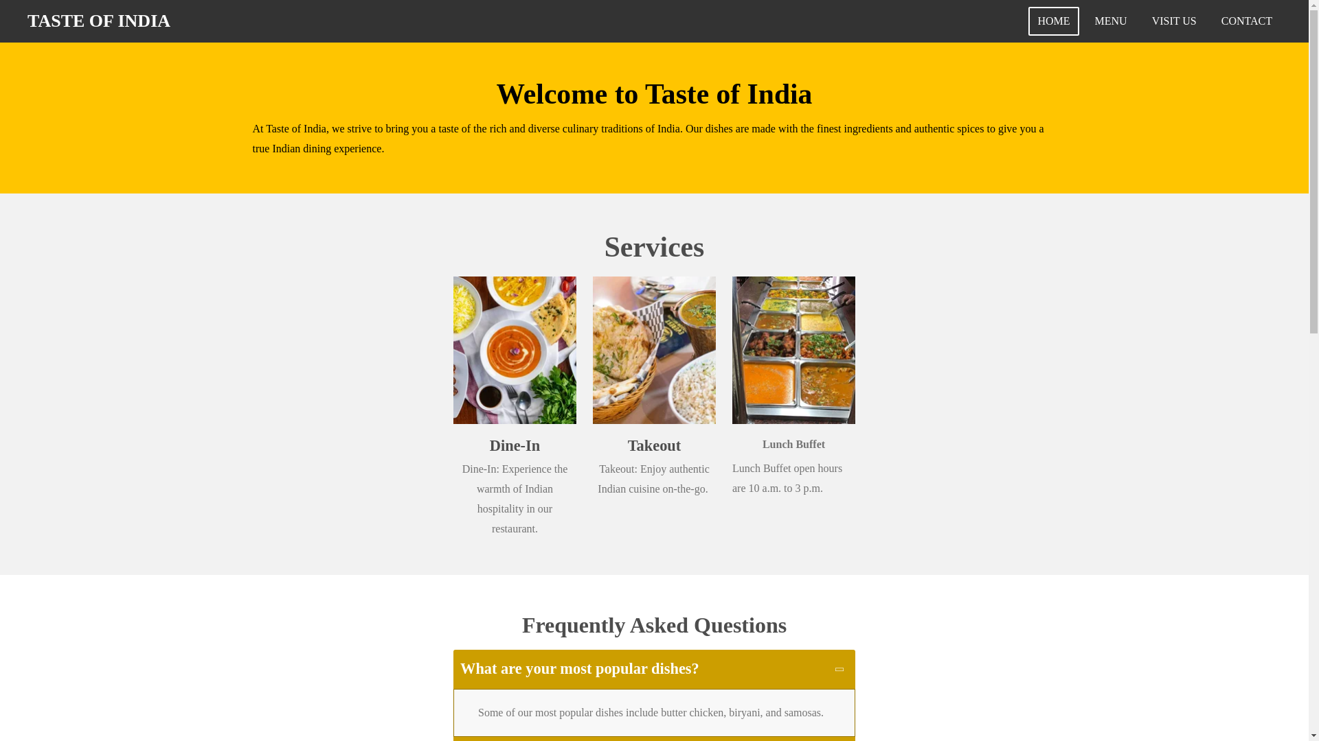 website screenshot of https://tasteofindiafarmington.com/