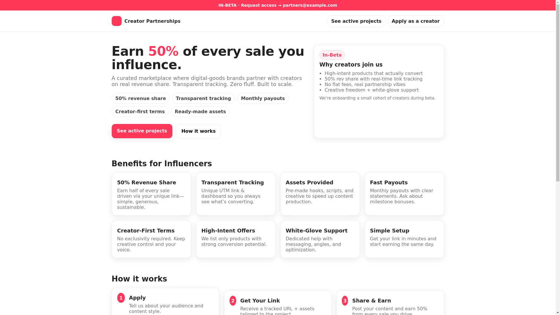 website screenshot of https://influencer-first.pages.dev/