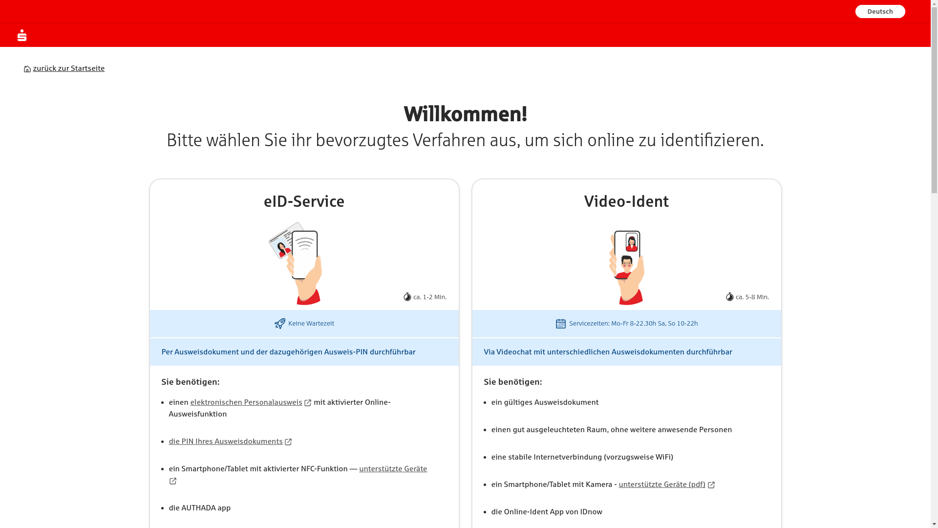 website screenshot of https://www.sdirekt-serviceportal.de/videolegitimation/VideolegStart?mandant=21750000
