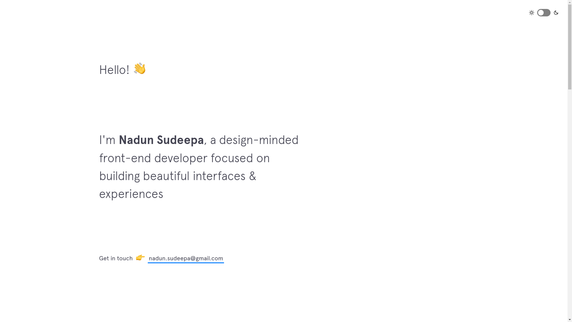 website screenshot of https://nadunsudeepa.com/