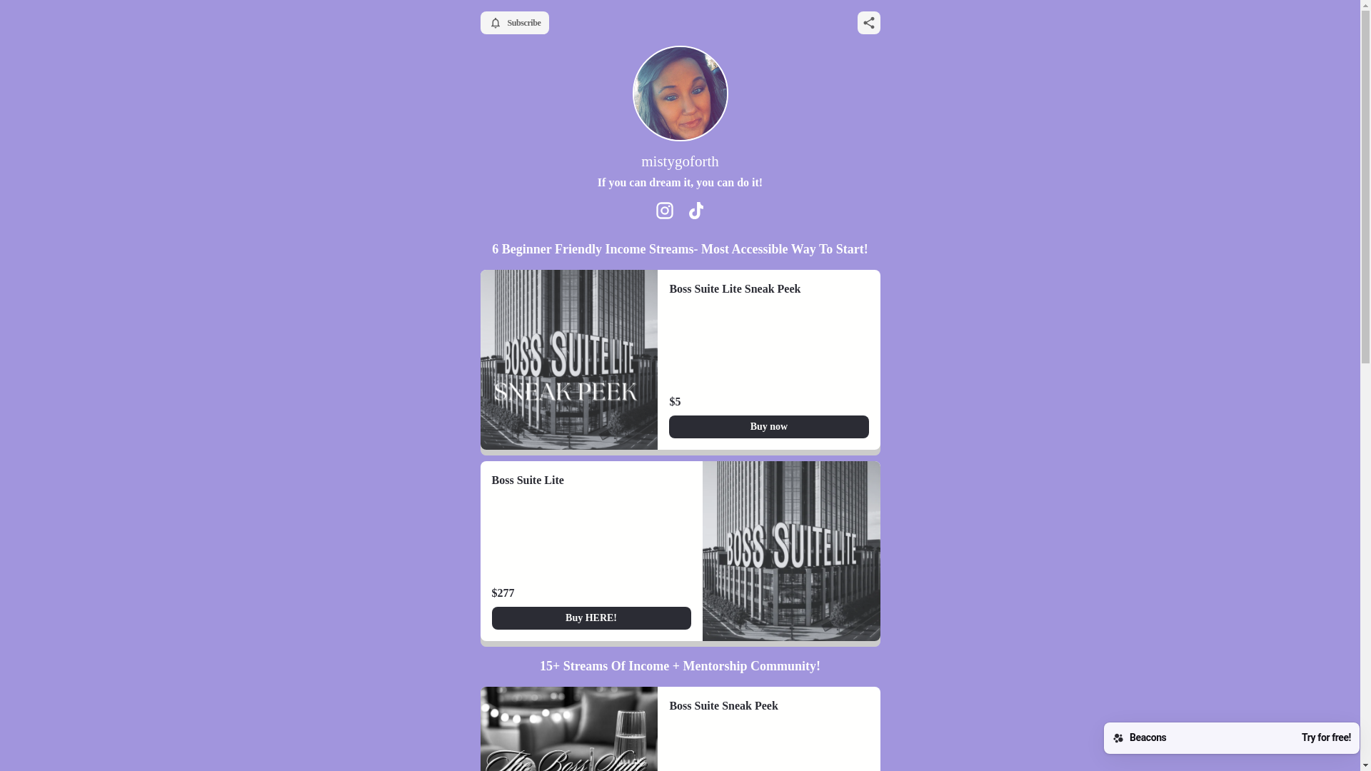 website screenshot of https://mistygoforth.com/