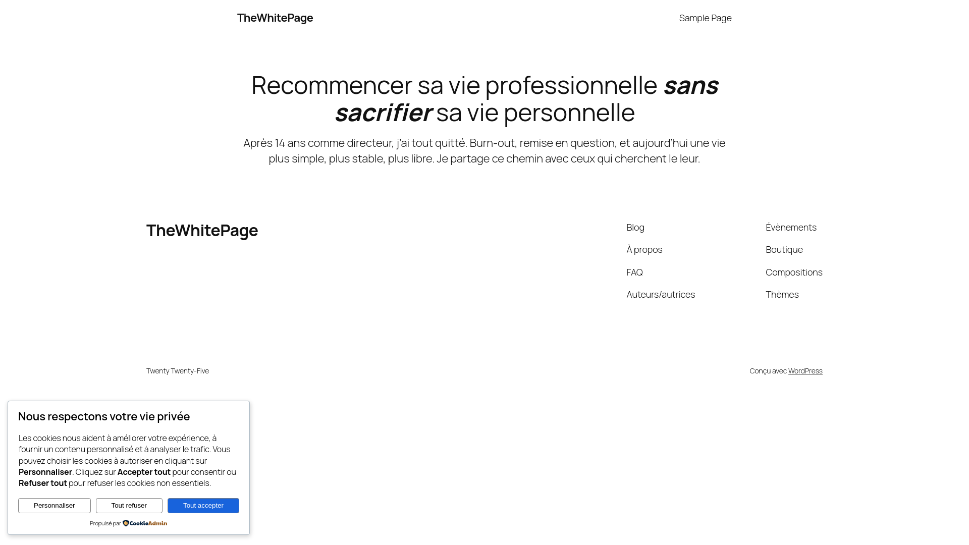 website screenshot of https://thewhitepage.fr/
