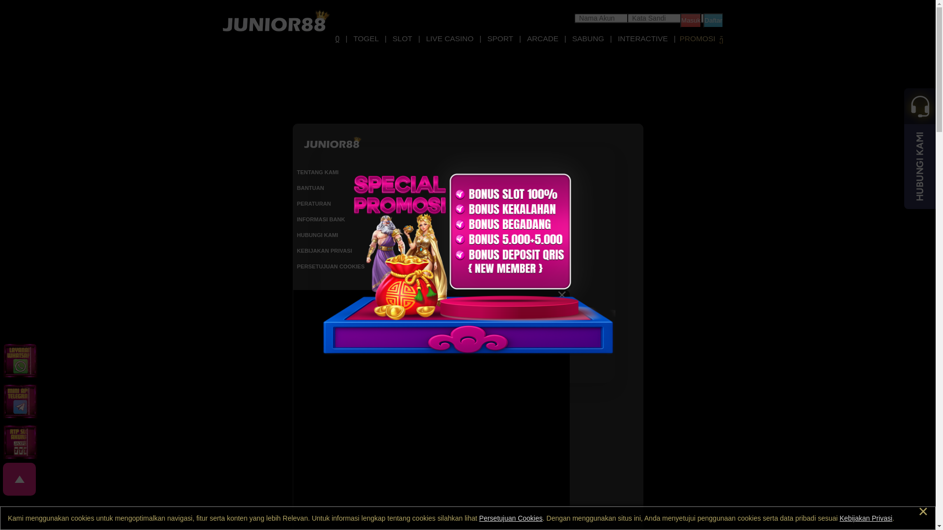 website screenshot of https://junior88alternatif.online/