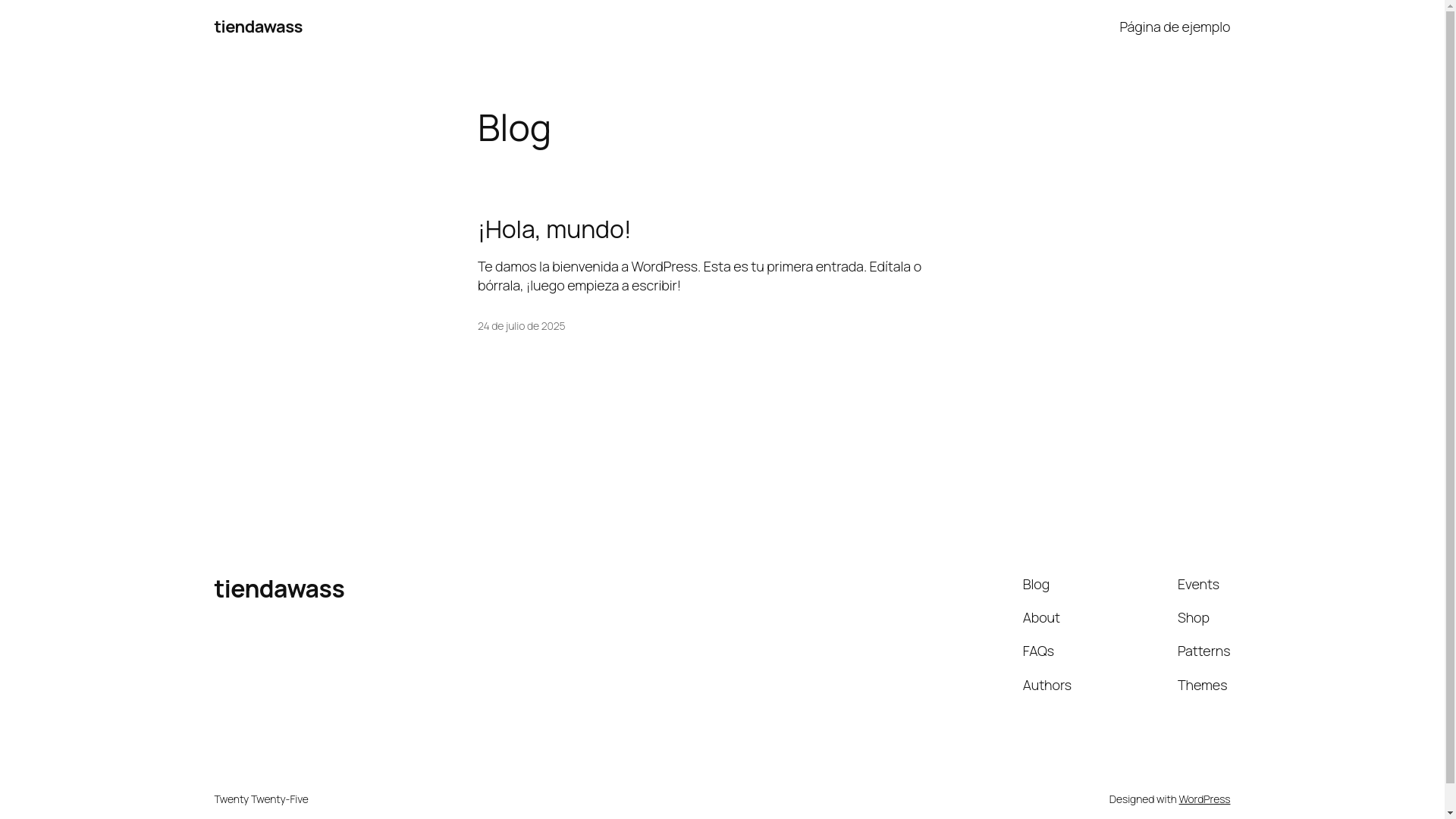 website screenshot of https://tiendawass.es/
