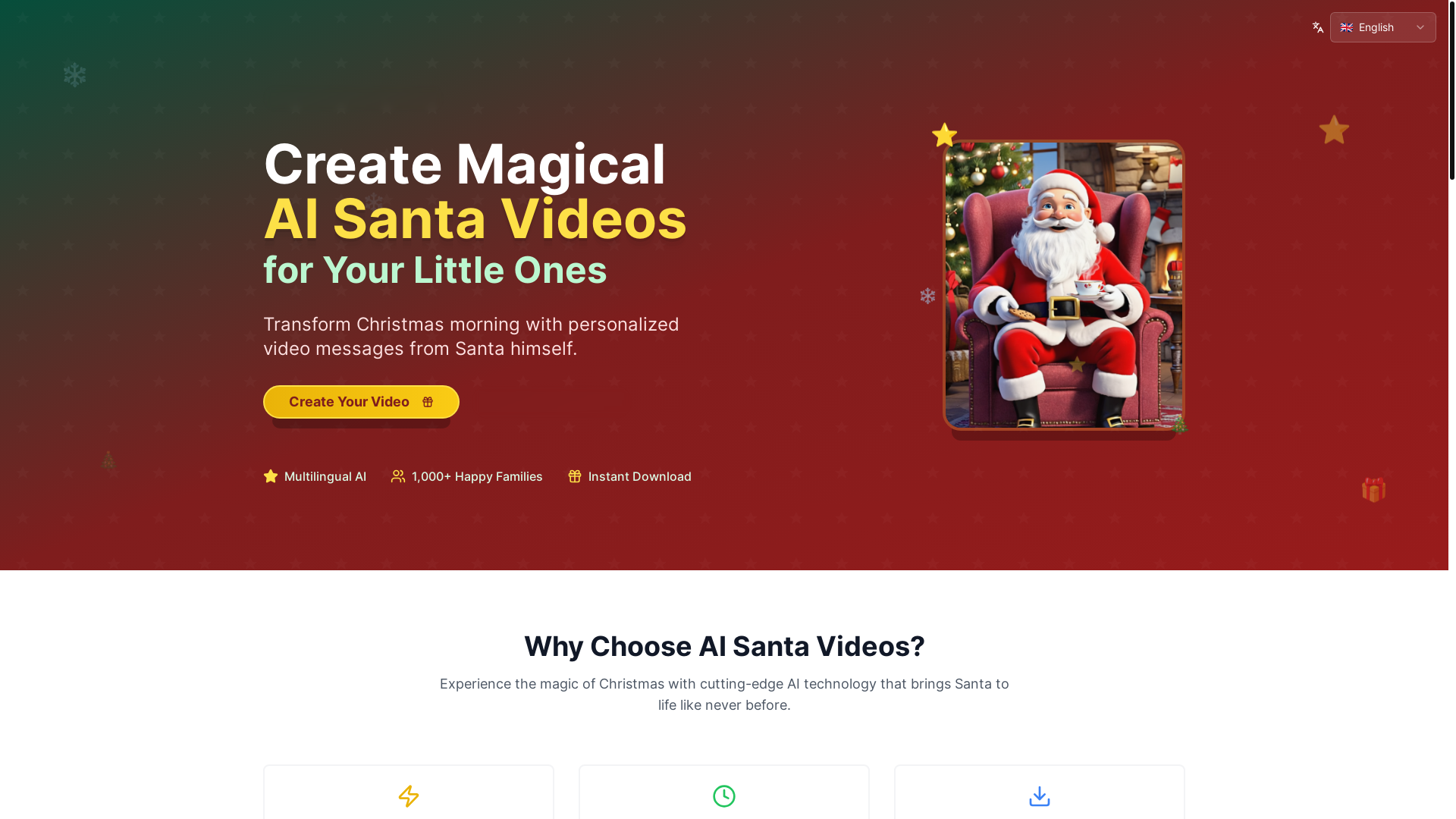 website screenshot of https://santagreeting.fun/