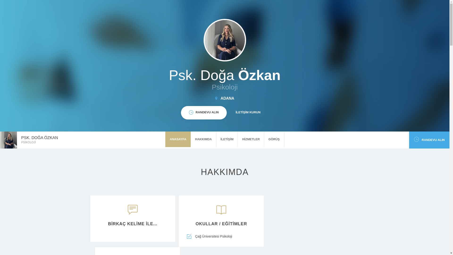 website screenshot of https://psikologdogaozkan.com/