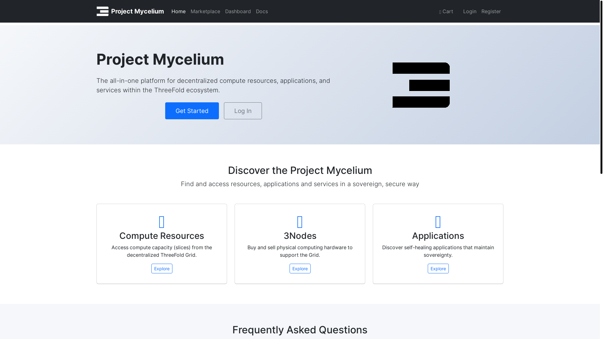 website screenshot of https://projectmycelium.org/