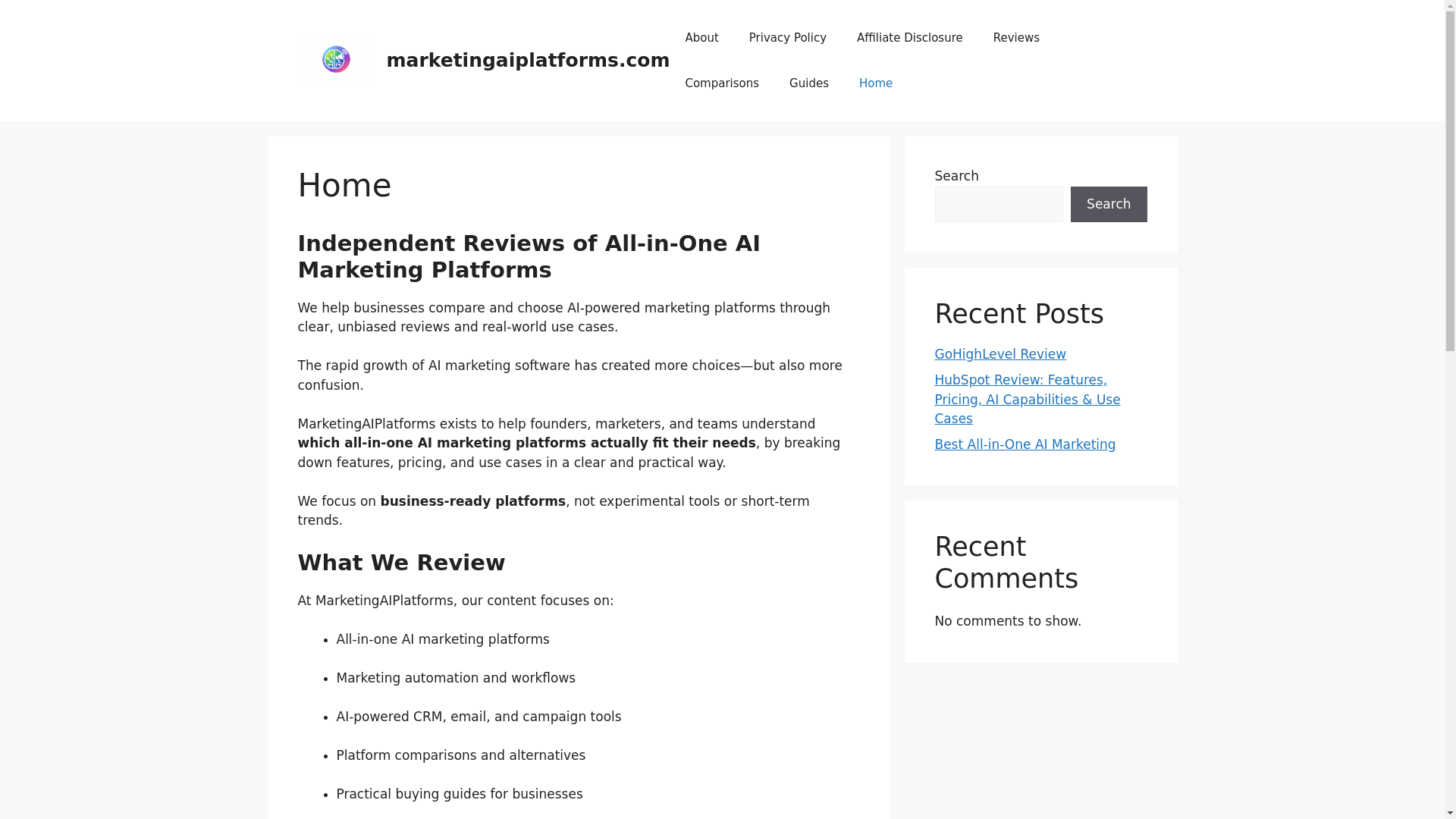 website screenshot of https://marketingaiplatforms.com/