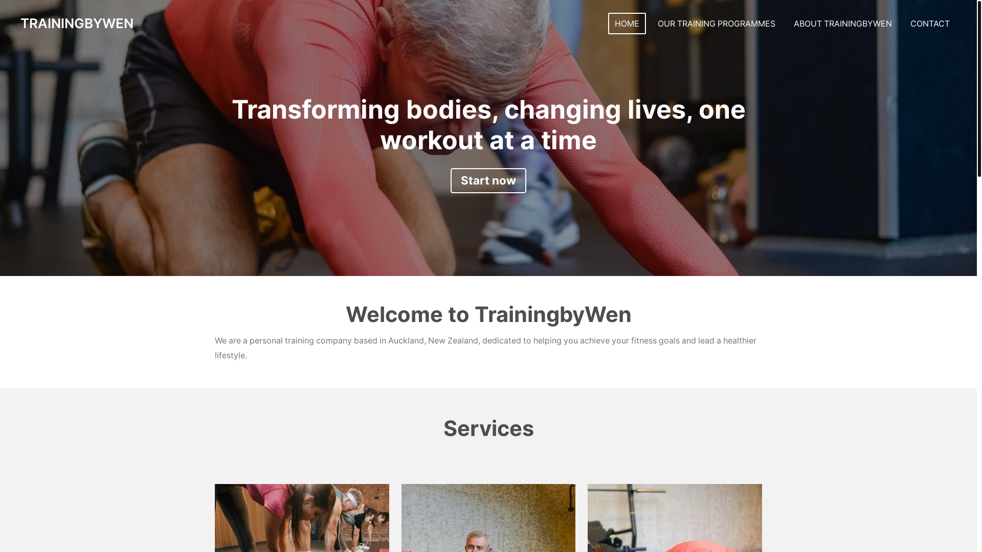 website screenshot of https://trainingbywen.com/