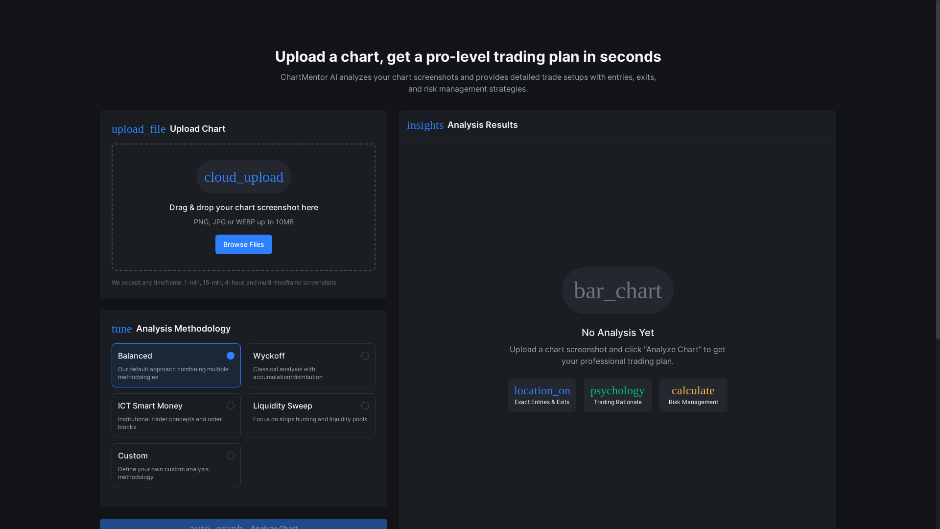 website screenshot of https://chartmentorai.trading/