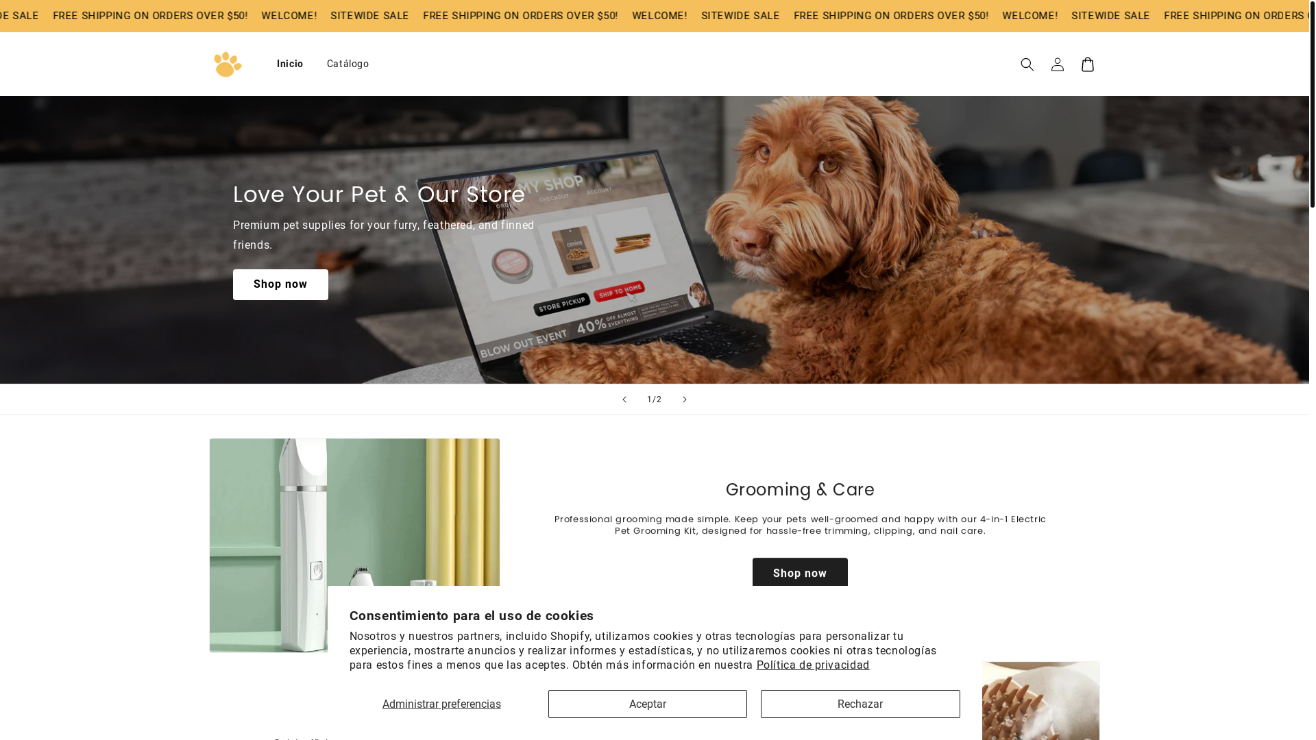 website screenshot of https://petloovee.store/