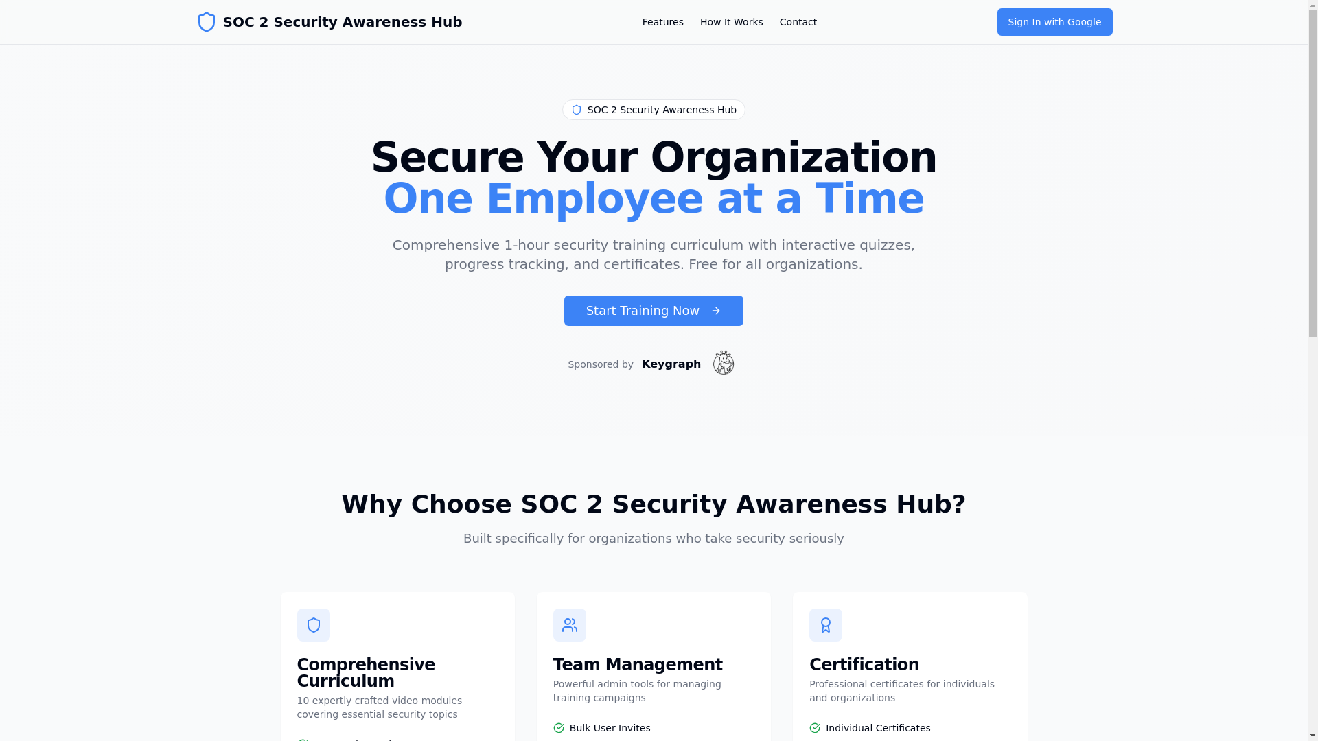 website screenshot of https://soc2sechub.pages.dev/