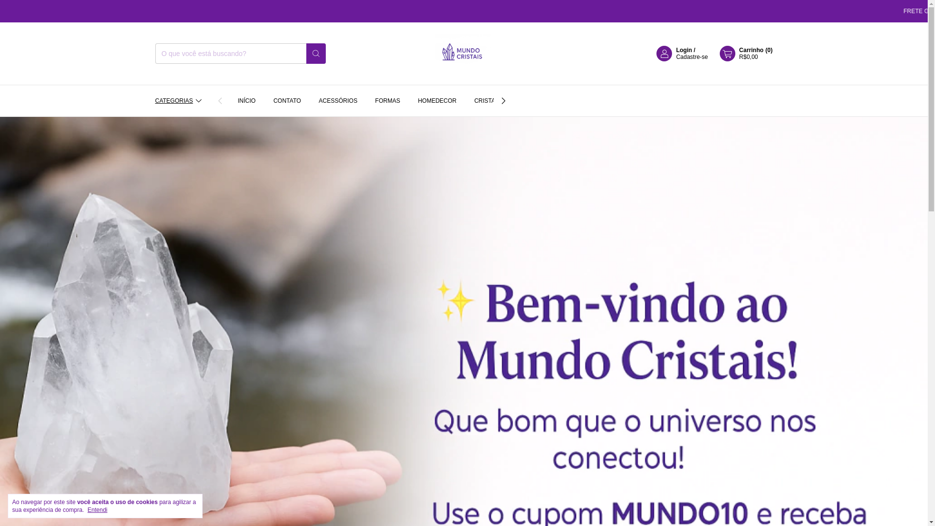 website screenshot of https://mundocristais.com.br/