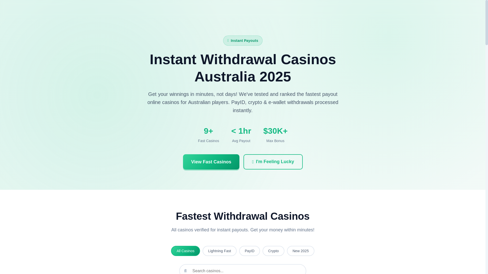 website screenshot of https://instantwithdrawalcasinosaustralia.com/